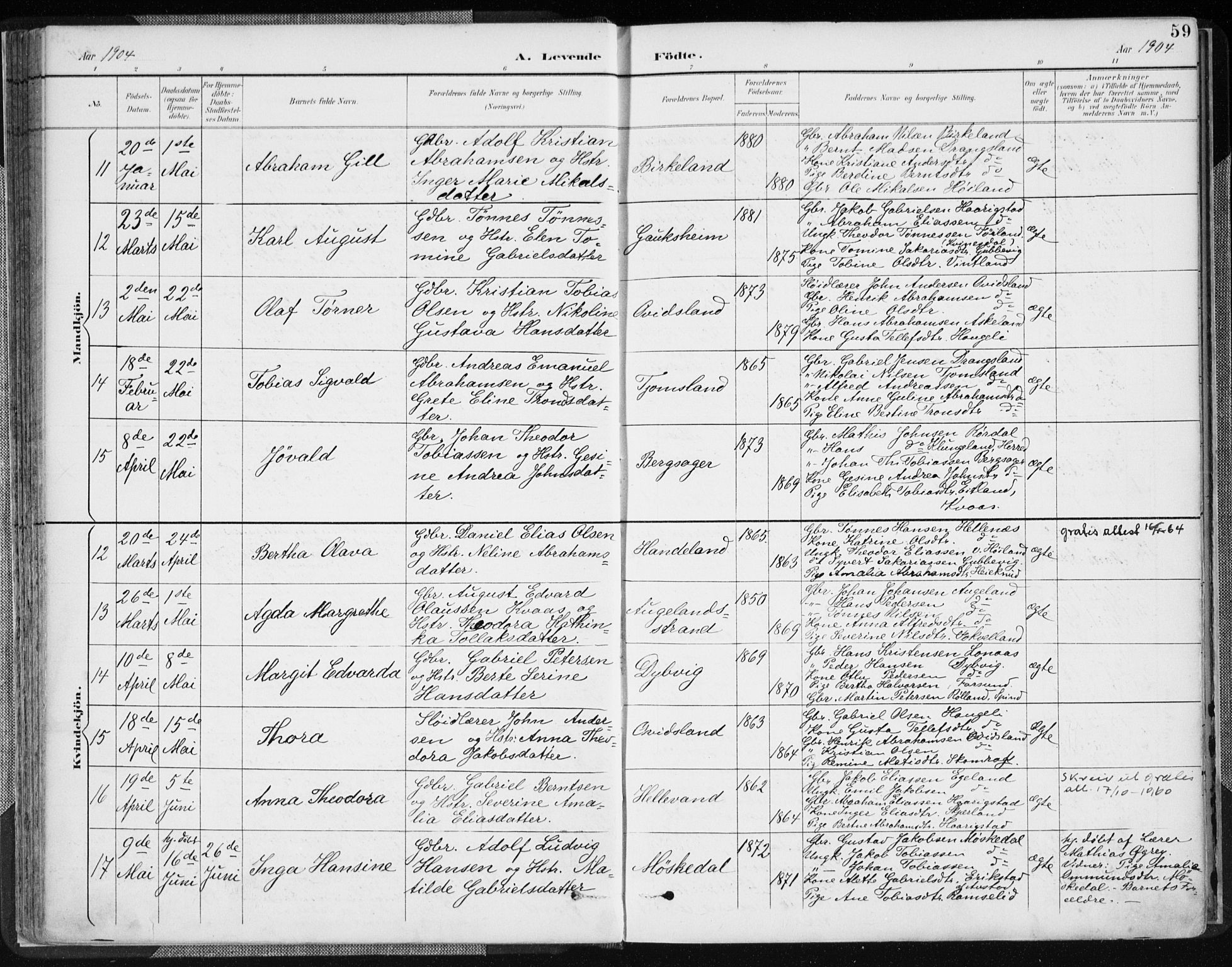 Lyngdal sokneprestkontor, AV/SAK-1111-0029/F/Fa/Fac/L0012: Ministerialbok nr. A 12, 1894-1918, s. 59