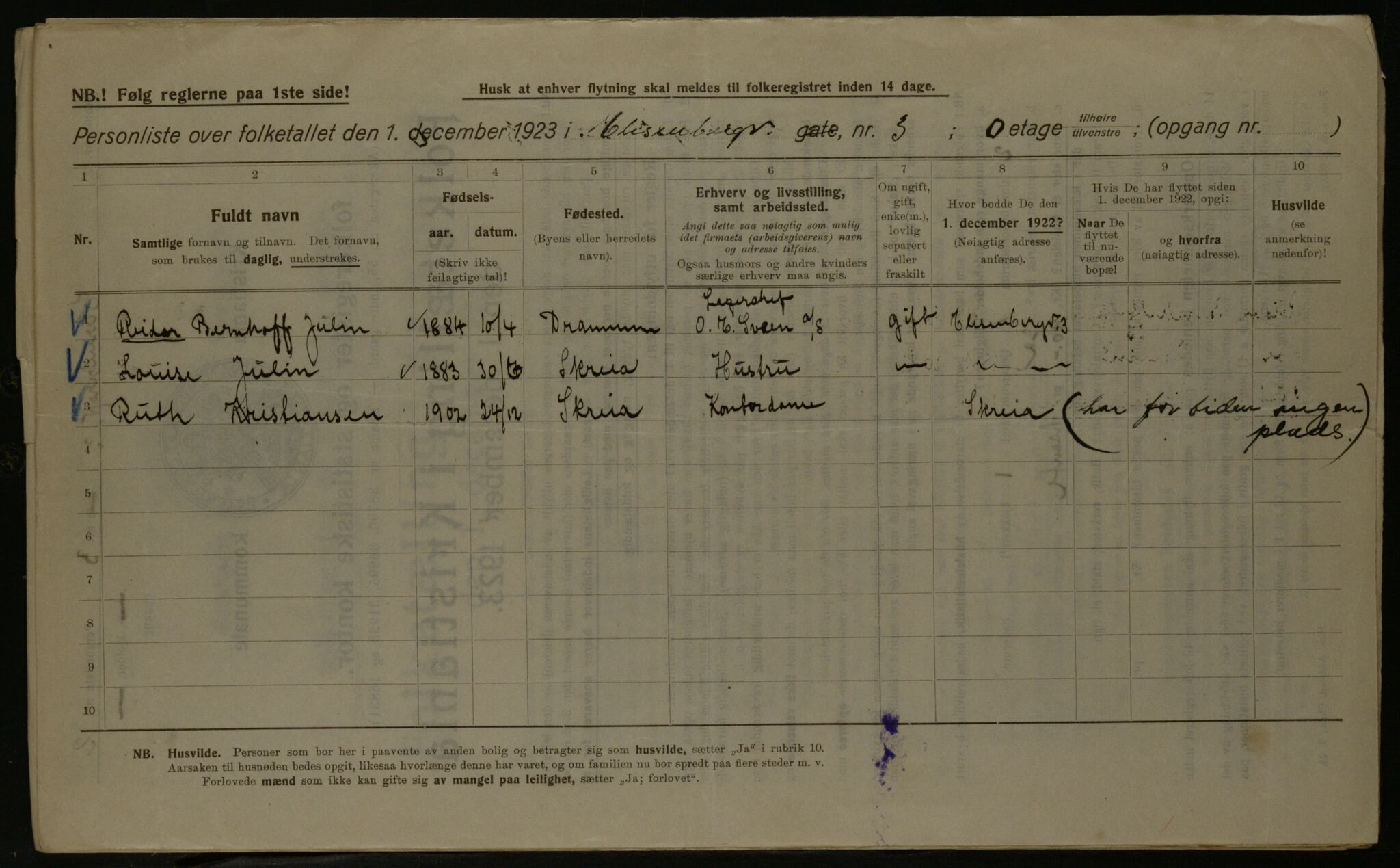 OBA, Kommunal folketelling 1.12.1923 for Kristiania, 1923, s. 22771