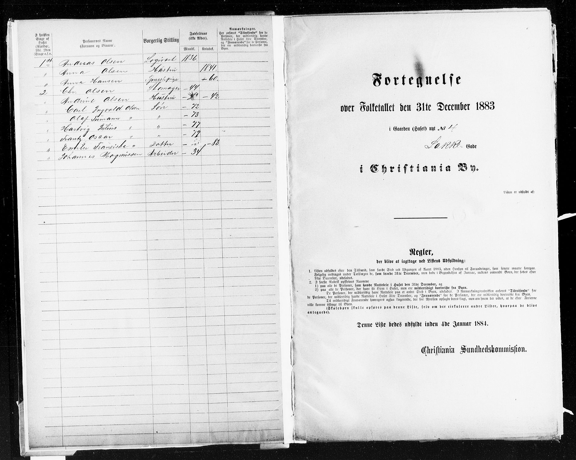 OBA, Kommunal folketelling 31.12.1883 for Kristiania kjøpstad, 1883, s. 2431