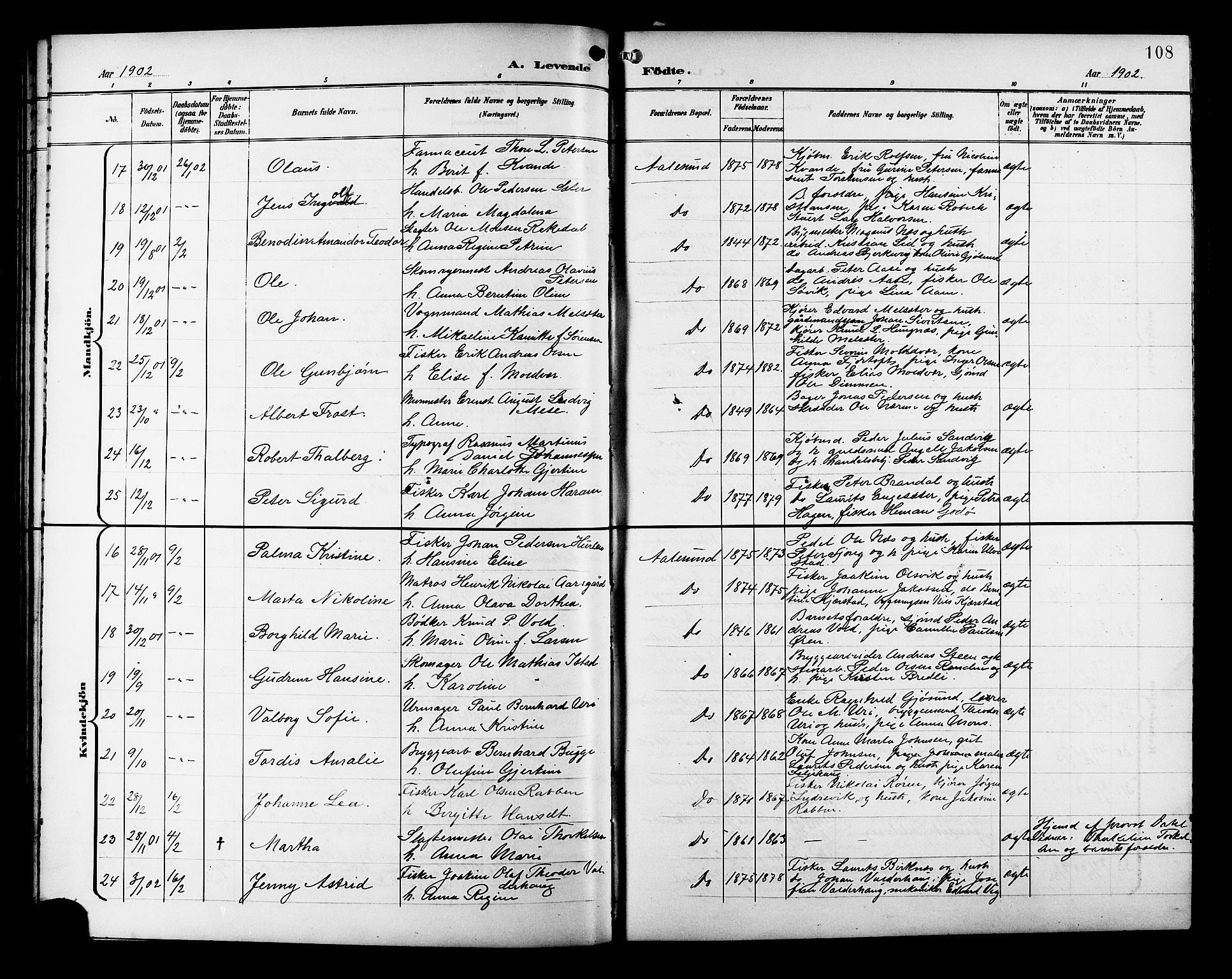 Ministerialprotokoller, klokkerbøker og fødselsregistre - Møre og Romsdal, AV/SAT-A-1454/529/L0468: Klokkerbok nr. 529C05, 1897-1908, s. 108