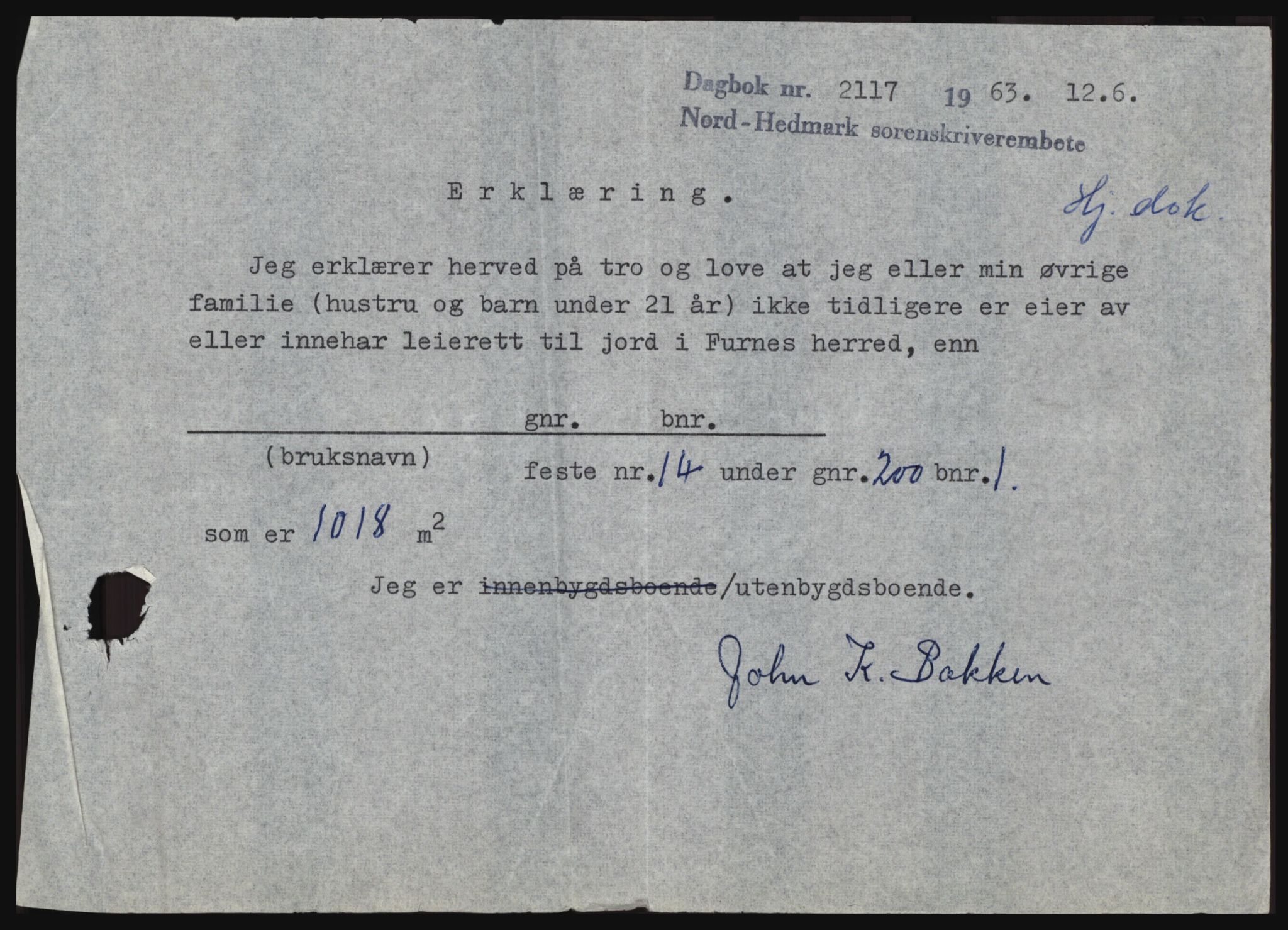 Nord-Hedmark sorenskriveri, SAH/TING-012/H/Hc/L0017: Pantebok nr. 17, 1962-1963, Dagboknr: 2117/1963