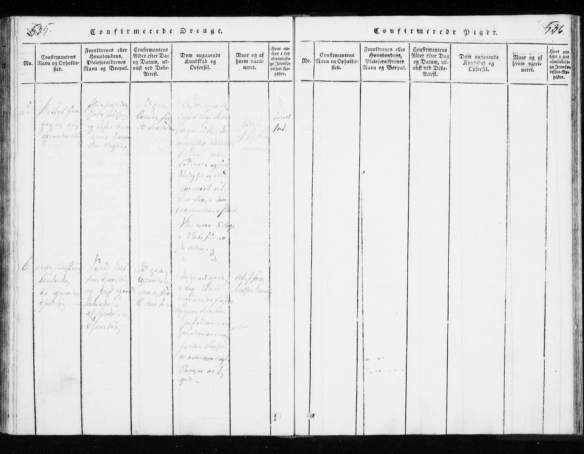 Tranøy sokneprestkontor, AV/SATØ-S-1313/I/Ia/Iaa/L0004kirke: Ministerialbok nr. 4, 1820-1829, s. 535-536