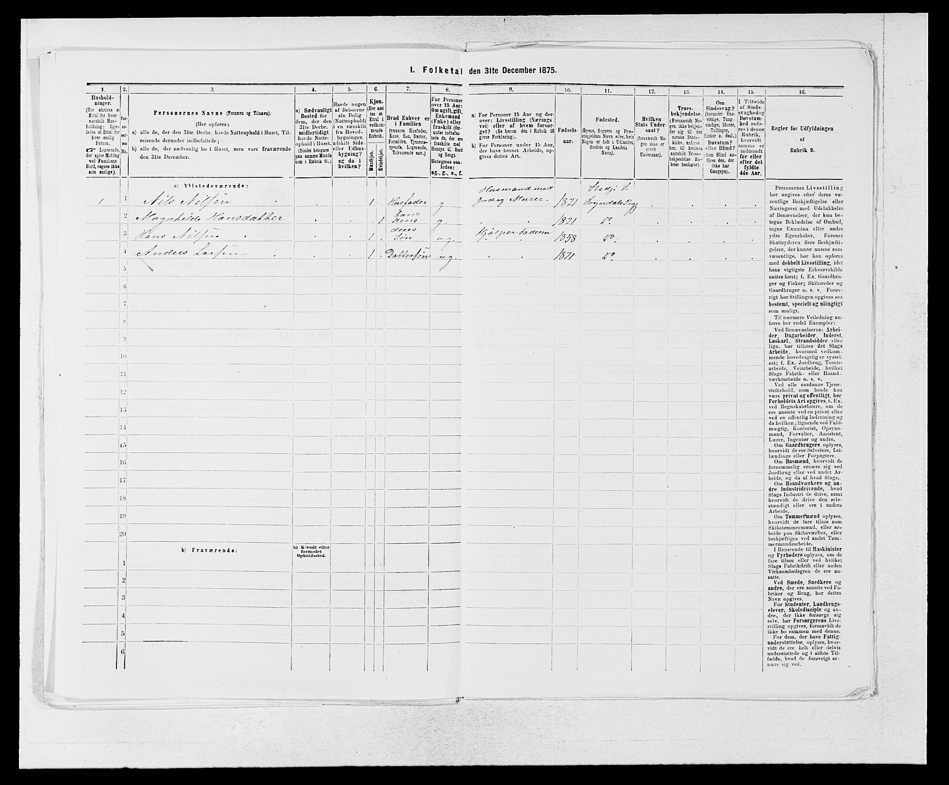 SAB, Folketelling 1875 for 1420P Sogndal prestegjeld, 1875, s. 587