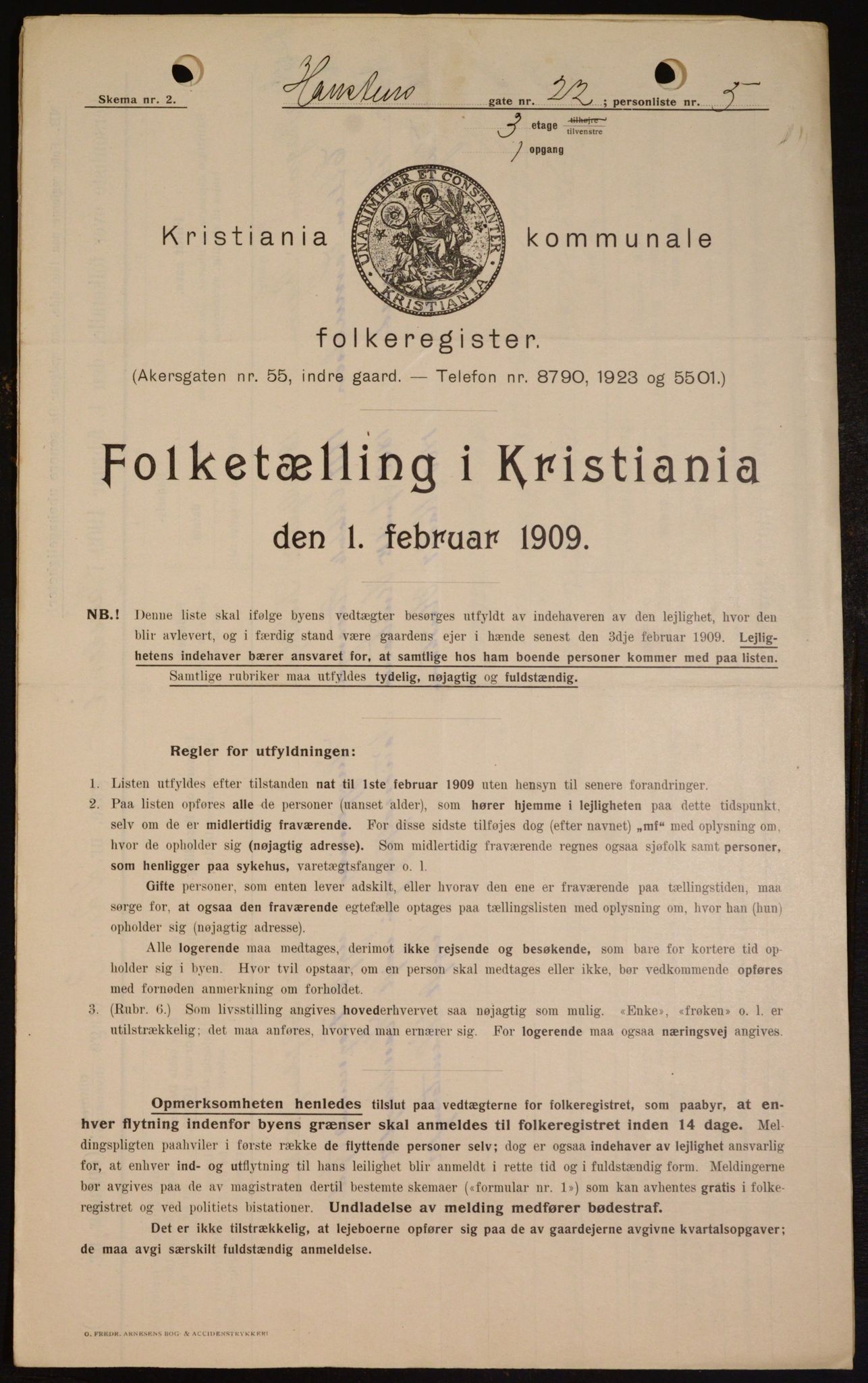 OBA, Kommunal folketelling 1.2.1909 for Kristiania kjøpstad, 1909, s. 31757