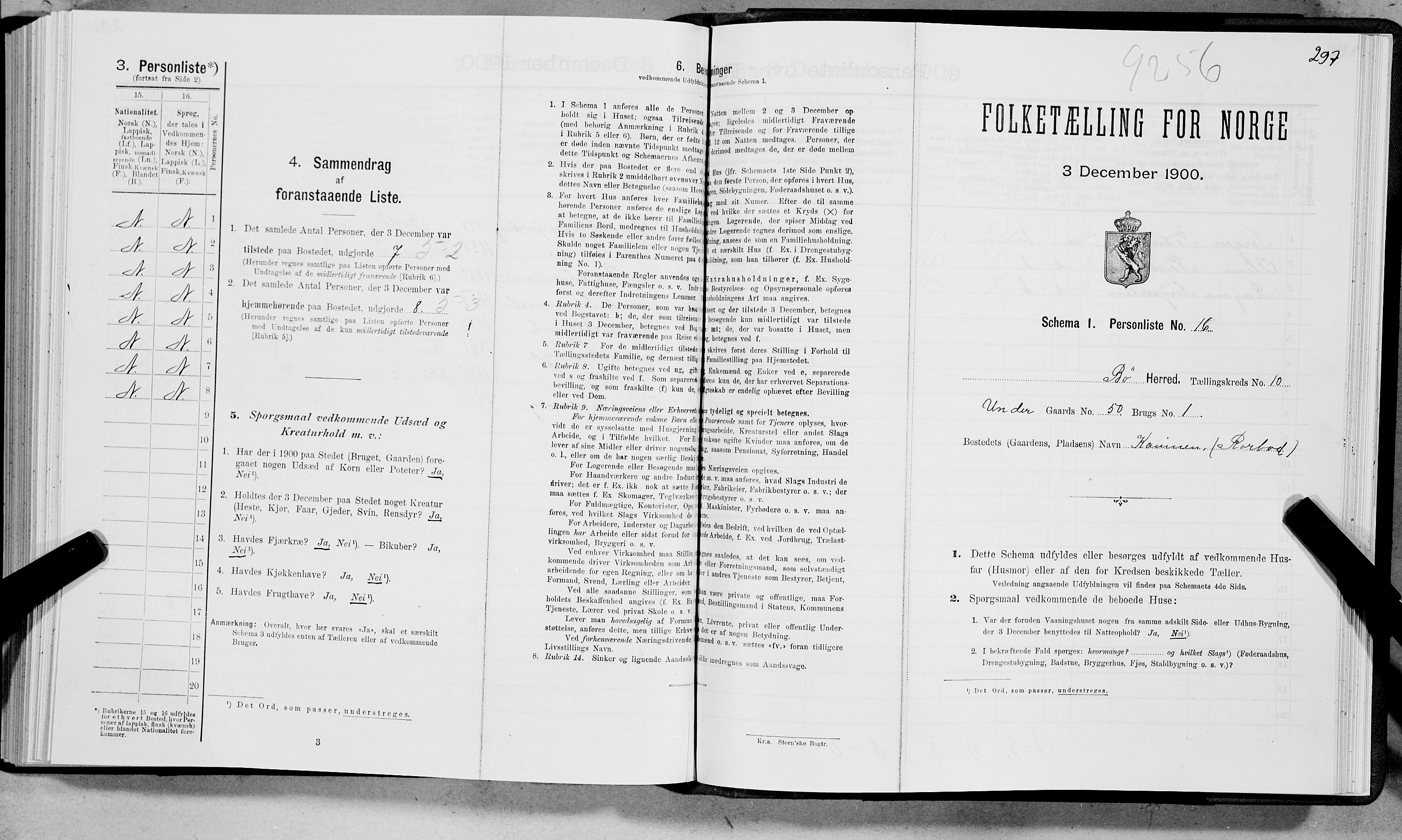 SAT, Folketelling 1900 for 1867 Bø herred, 1900, s. 1199