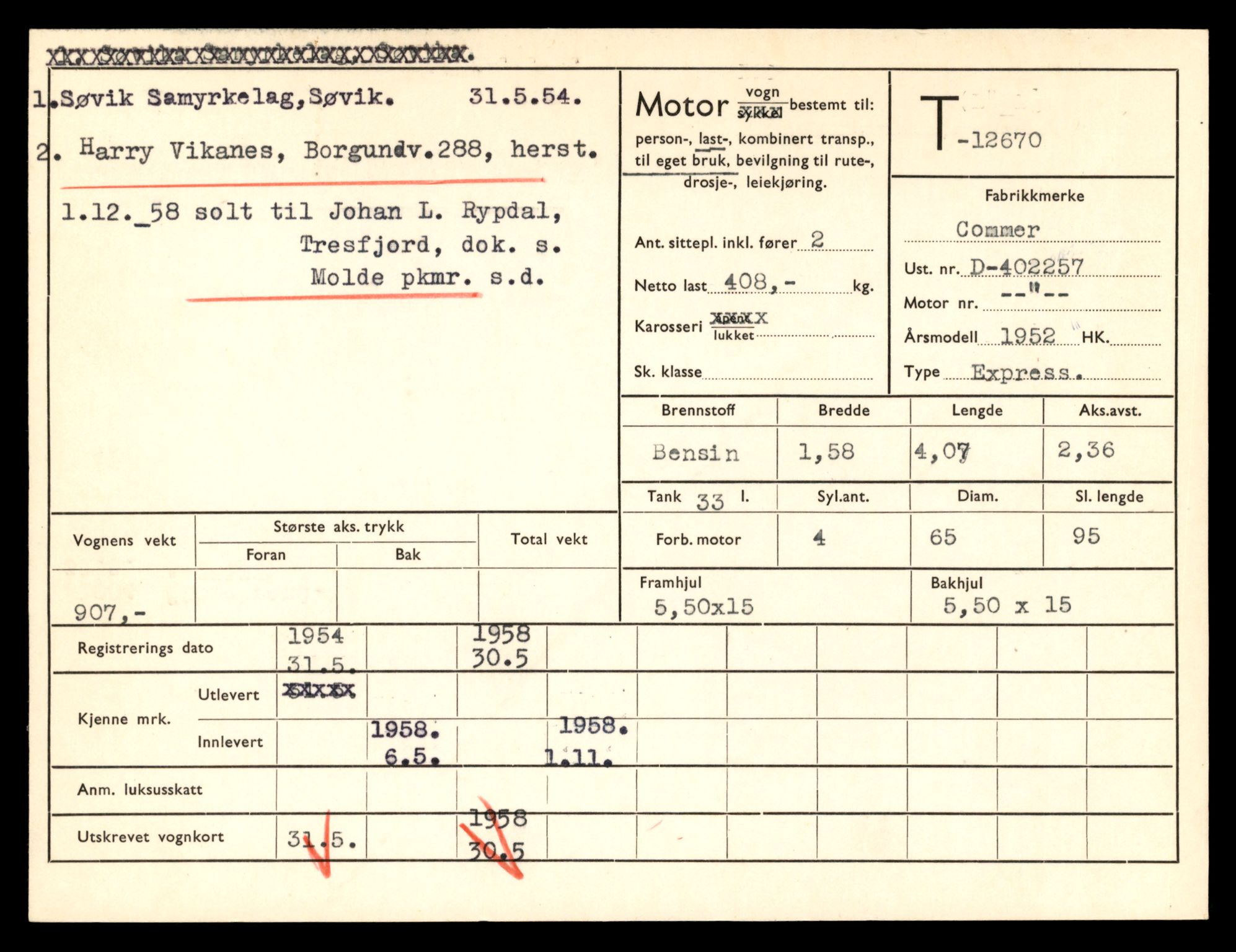Møre og Romsdal vegkontor - Ålesund trafikkstasjon, AV/SAT-A-4099/F/Fe/L0035: Registreringskort for kjøretøy T 12653 - T 12829, 1927-1998, s. 331