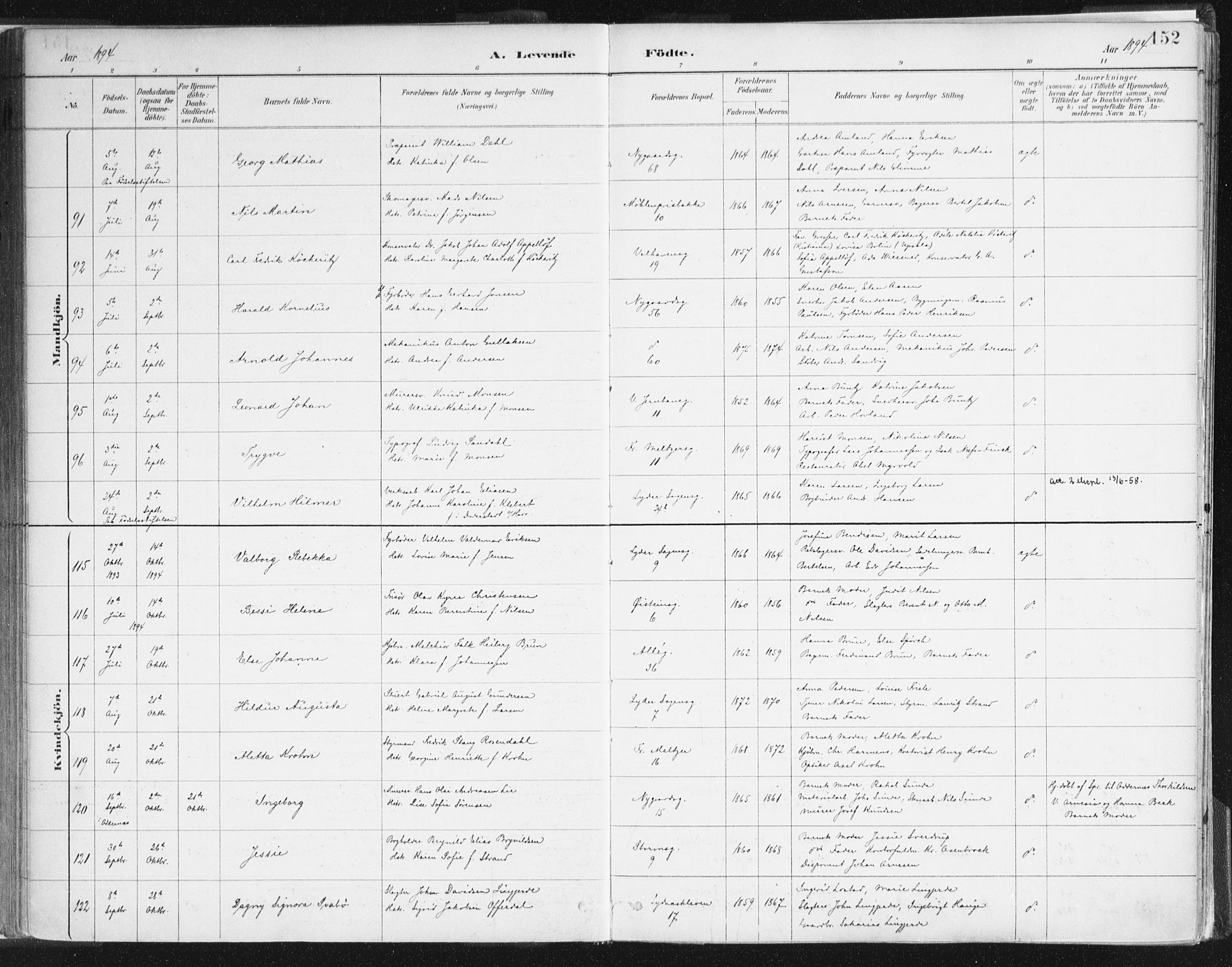 Johanneskirken sokneprestembete, SAB/A-76001/H/Haa/L0001: Ministerialbok nr. A 1, 1885-1900, s. 152