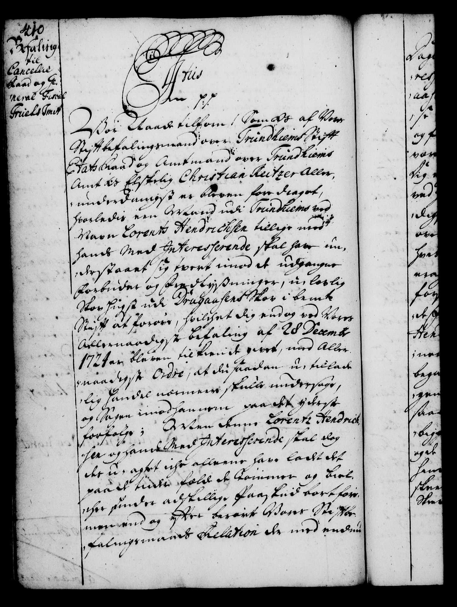 Rentekammeret, Kammerkanselliet, RA/EA-3111/G/Gg/Gga/L0002: Norsk ekspedisjonsprotokoll med register (merket RK 53.2), 1723-1727, s. 410