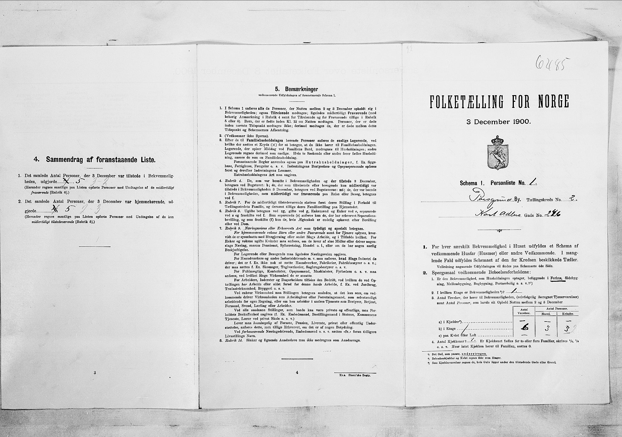 SAKO, Folketelling 1900 for 0805 Porsgrunn kjøpstad, 1900, s. 252