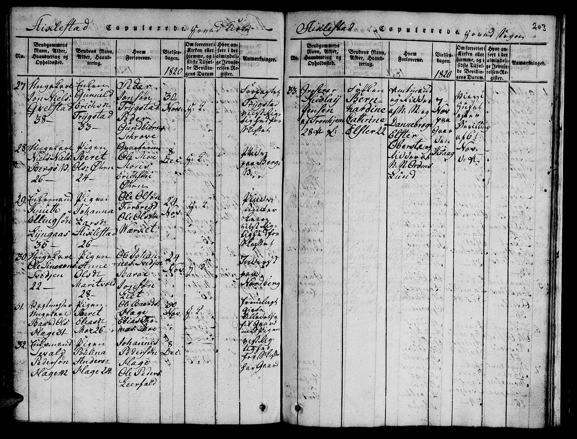 Ministerialprotokoller, klokkerbøker og fødselsregistre - Nord-Trøndelag, SAT/A-1458/723/L0251: Klokkerbok nr. 723C01 /1, 1816-1831, s. 203