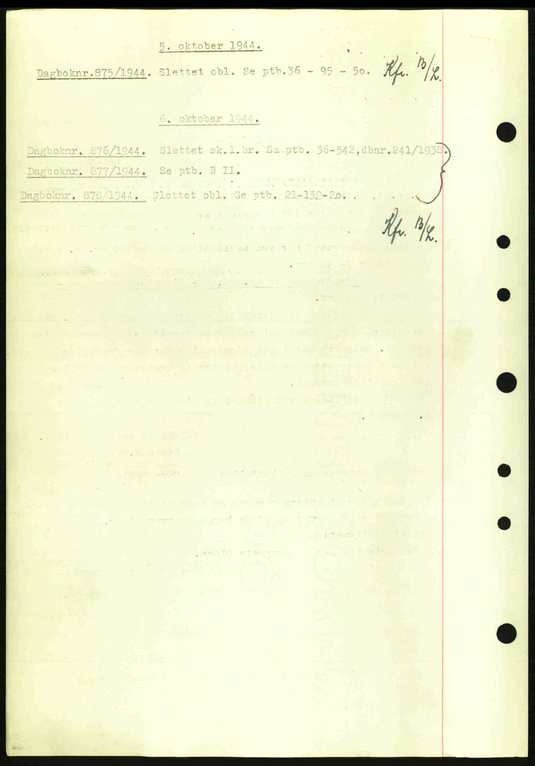 Nedenes sorenskriveri, SAK/1221-0006/G/Gb/Gba/L0052: Pantebok nr. A6a, 1944-1945, Dagboknr: 875/1944
