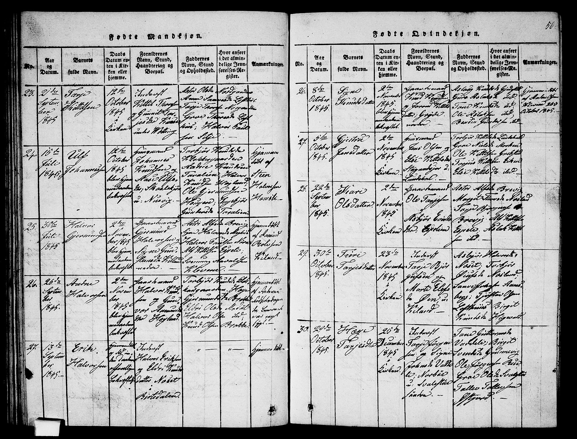 Fyresdal kirkebøker, AV/SAKO-A-263/G/Ga/L0002: Klokkerbok nr. I 2, 1815-1857, s. 56