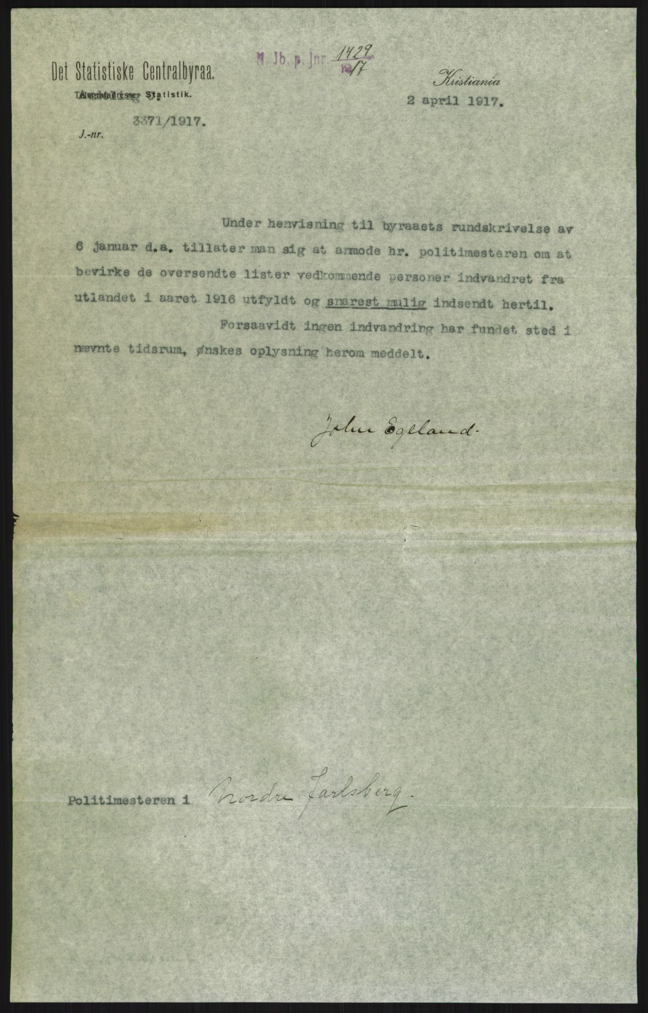 Nord-Jarlsberg politikammer, SAKO/A-739/I/Ia/Iab/L0001: Emigrantprotokoll, 1912-1918, s. 163