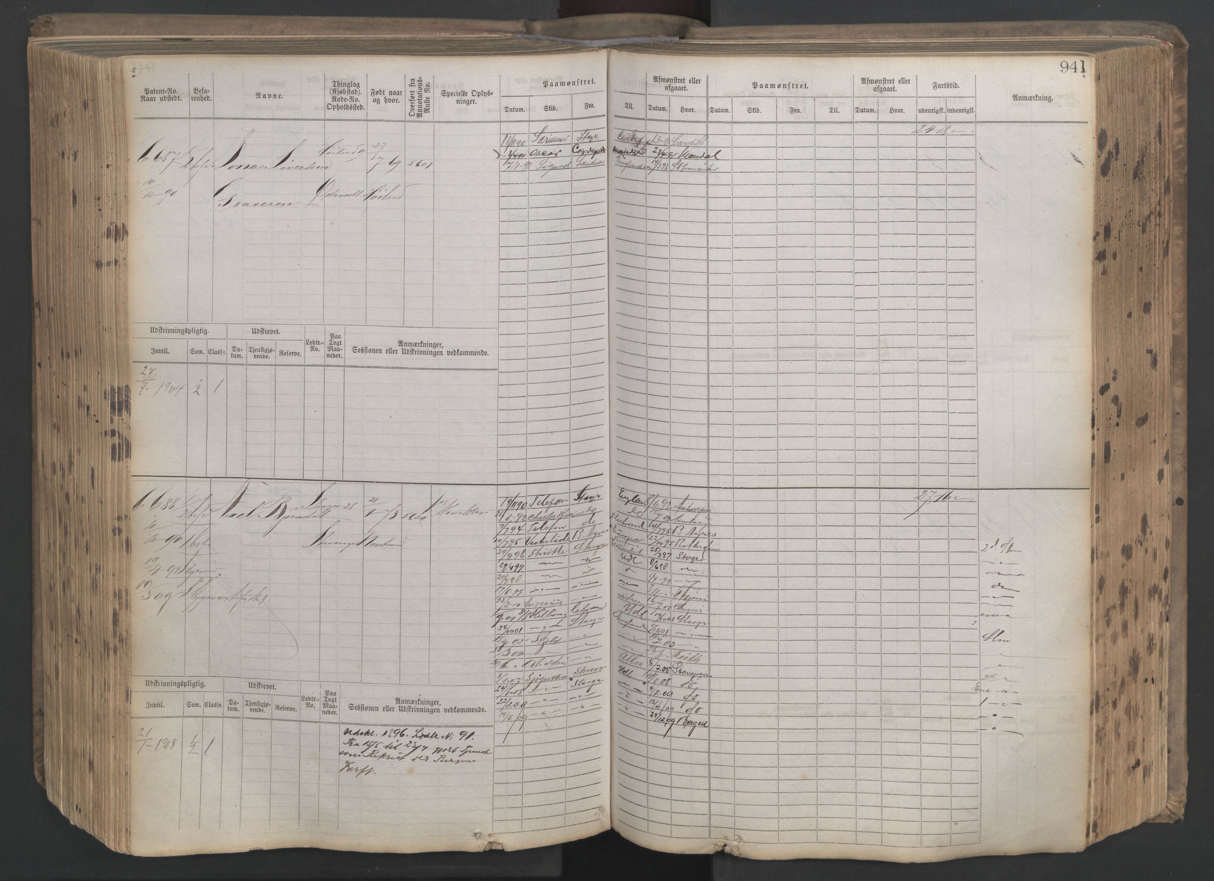 Stavanger sjømannskontor, AV/SAST-A-102006/F/Fb/Fbb/L0021: Sjøfartshovedrulle patnentnr. 6005-7204 (dublett), 1887, s. 346