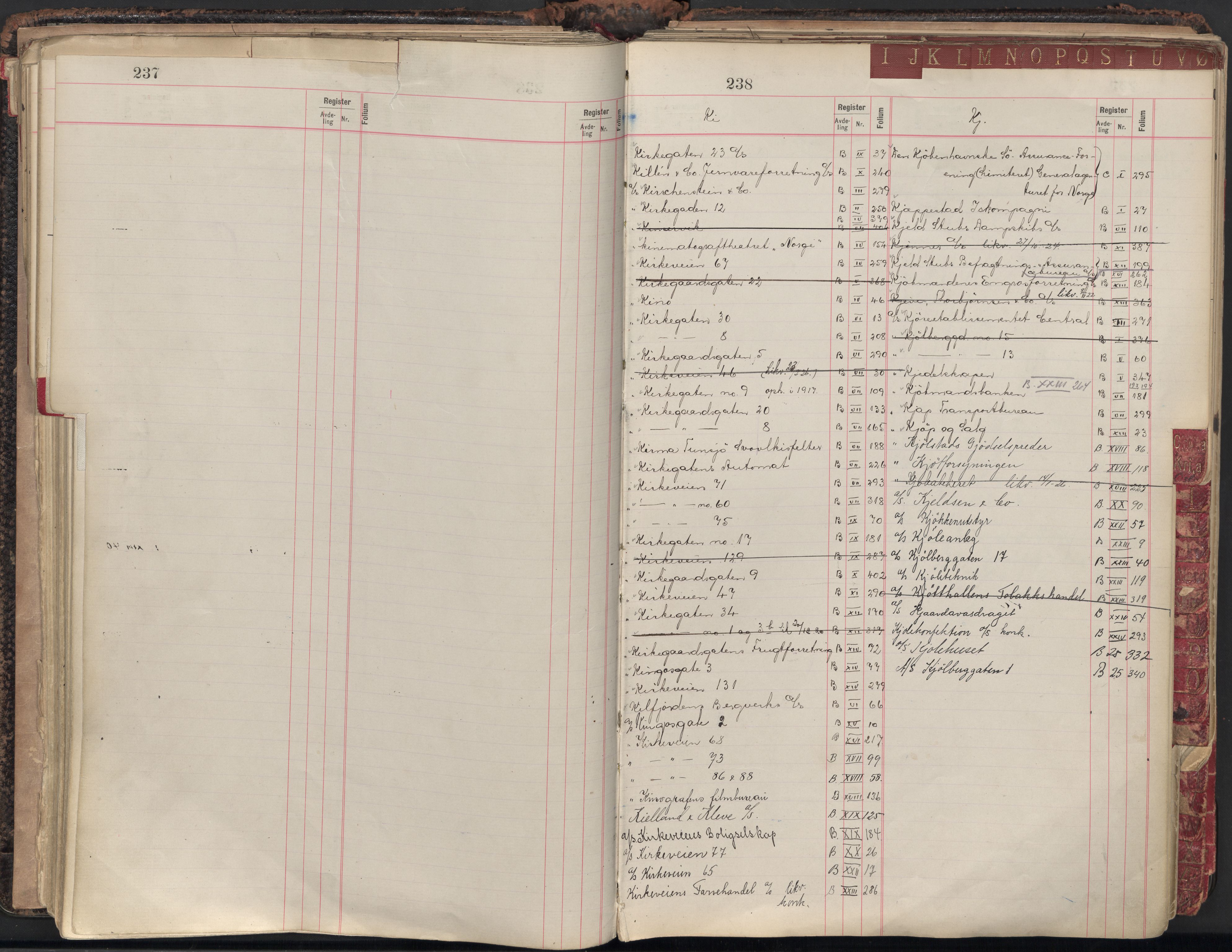 Oslo byfogd avd. II, AV/SAO-A-10942/G/Ga/Gaa/L0005: Firmaregister: B 1-25, aksjeselskaper, s. 237-238