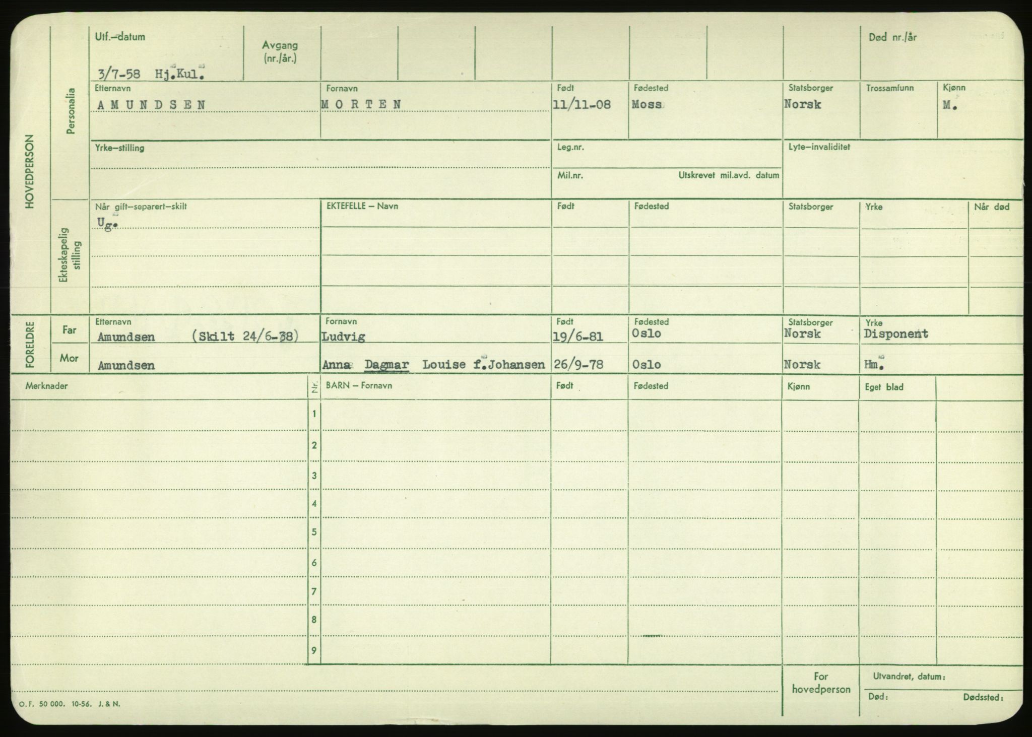 Oslo folkeregister, Registerkort, AV/SAO-A-11715/F/Fa/Fac/L0001: Menn, 1906-1914, s. 101b