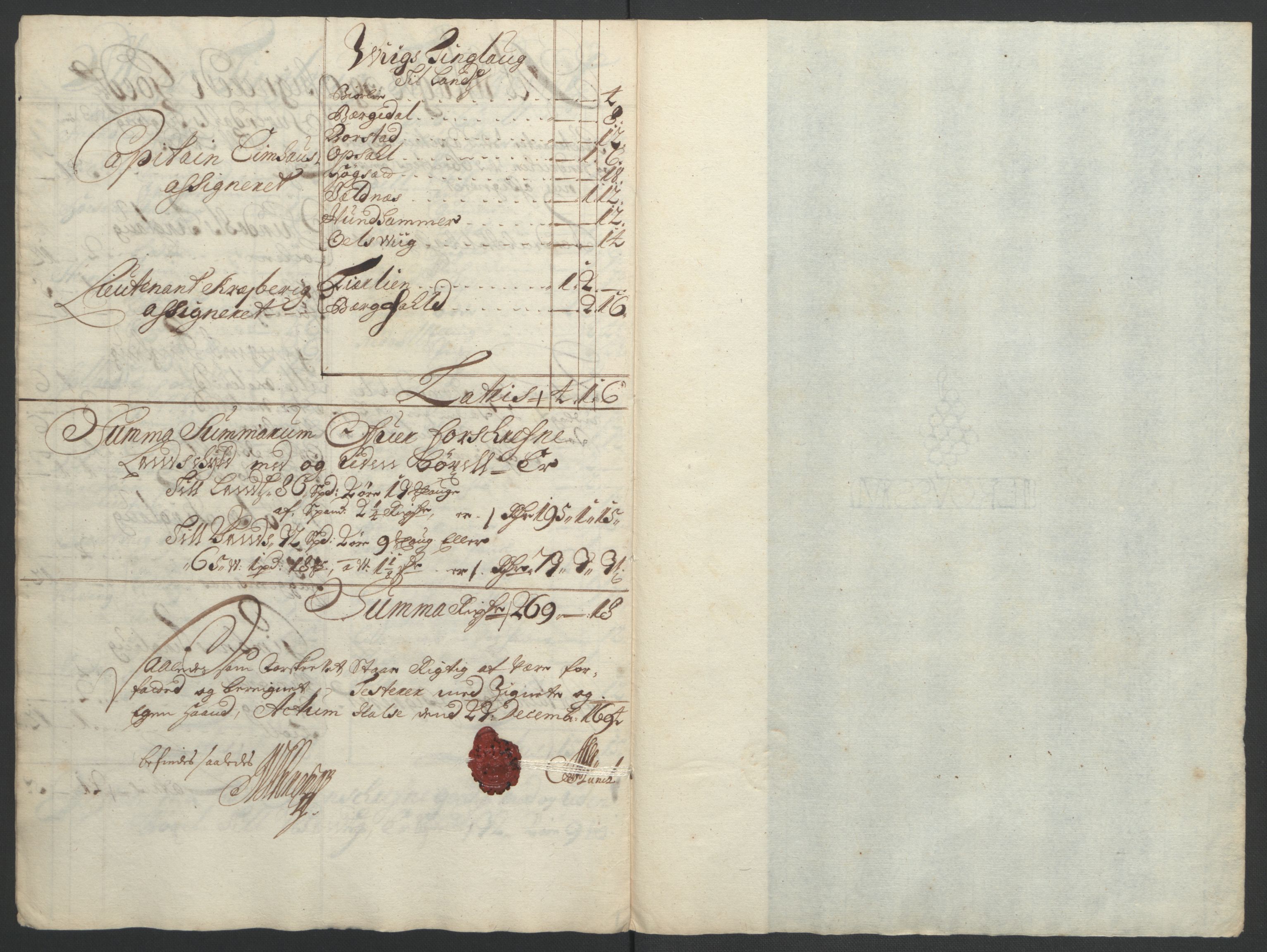 Rentekammeret inntil 1814, Reviderte regnskaper, Fogderegnskap, RA/EA-4092/R56/L3736: Fogderegnskap Nordmøre, 1694-1696, s. 101