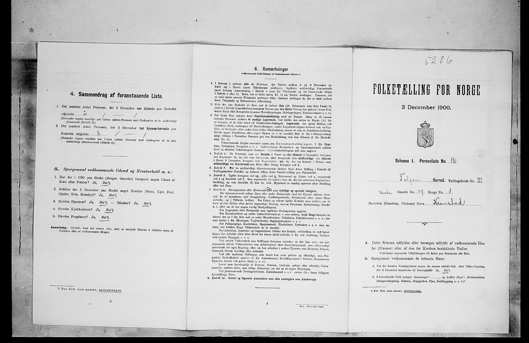 SAH, Folketelling 1900 for 0436 Tolga herred, 1900, s. 326