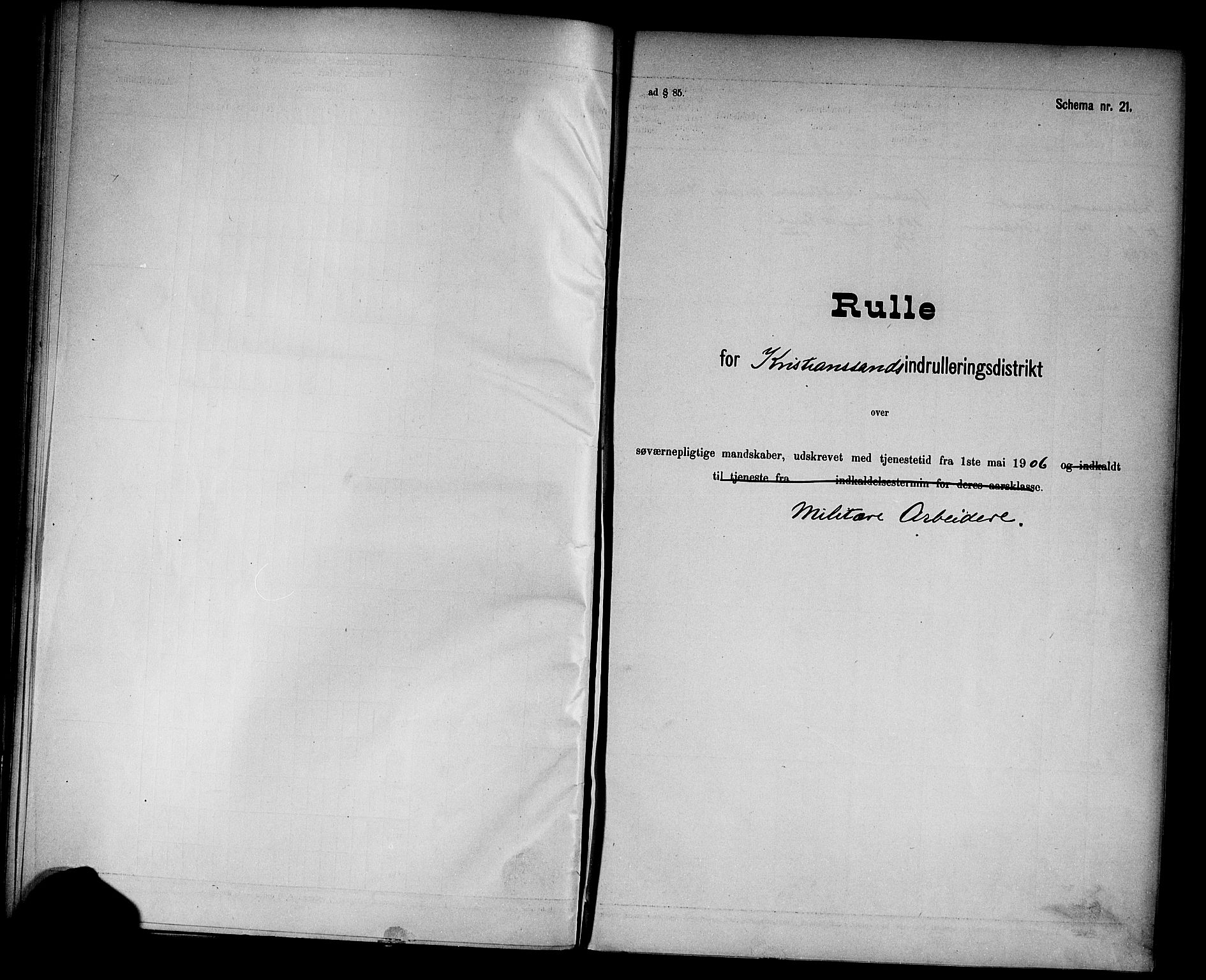Kristiansand mønstringskrets, SAK/2031-0015/F/Fd/L0008: Rulle sjøvernepliktige, C-8, 1906, s. 35