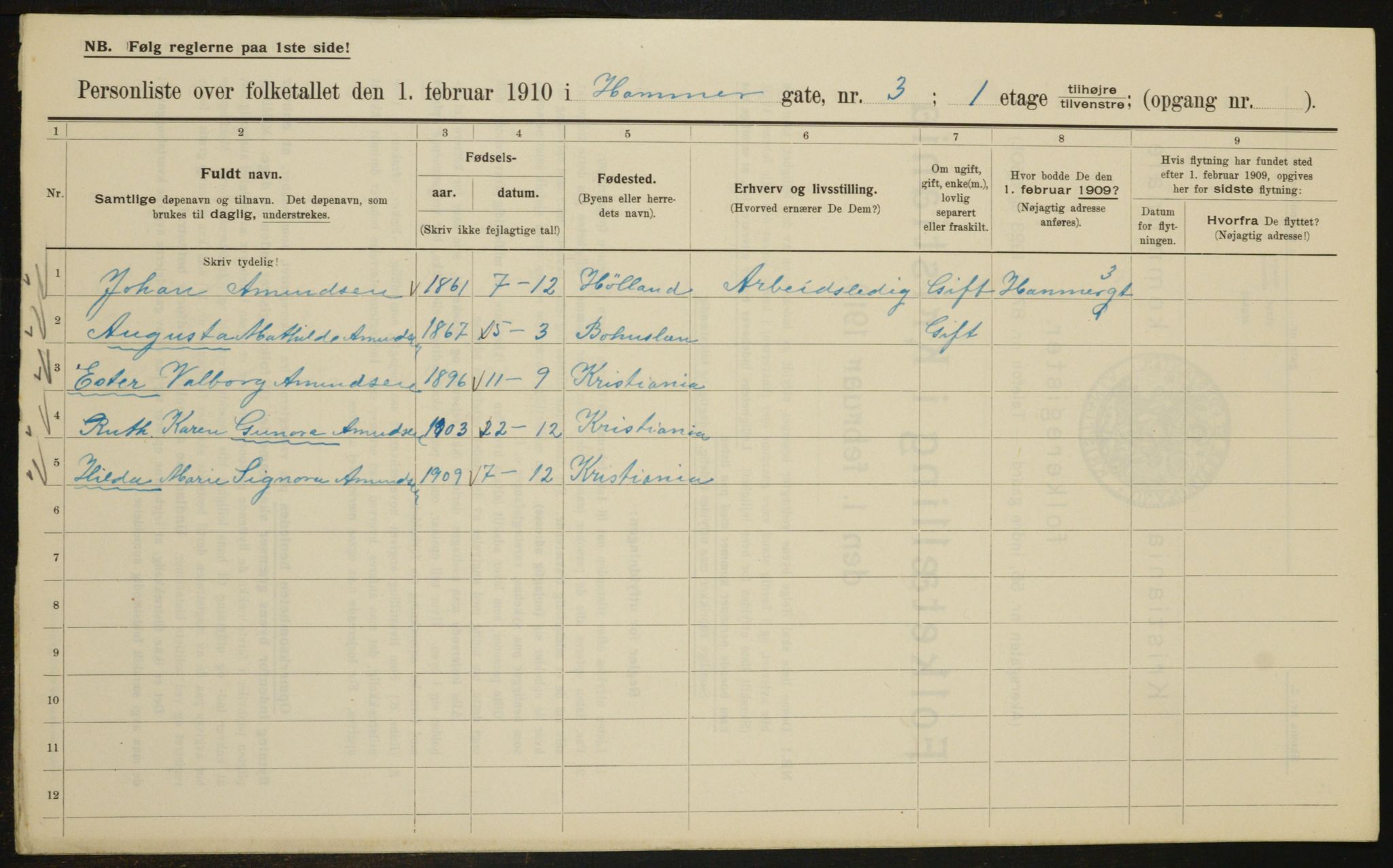 OBA, Kommunal folketelling 1.2.1910 for Kristiania, 1910, s. 32196