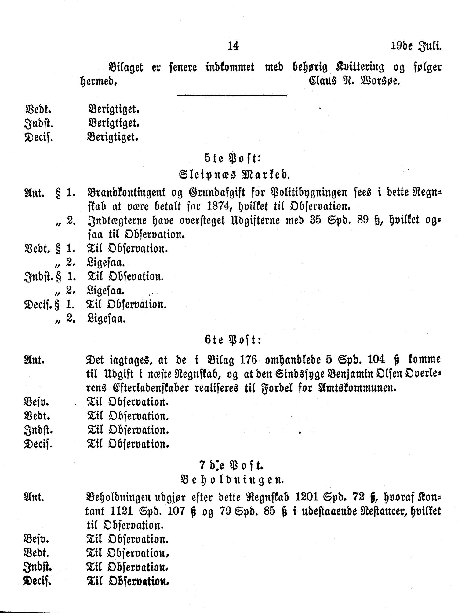 Nordland Fylkeskommune. Fylkestinget, AIN/NFK-17/176/A/Ac/L0010: Fylkestingsforhandlinger 1874-1880, 1874-1880