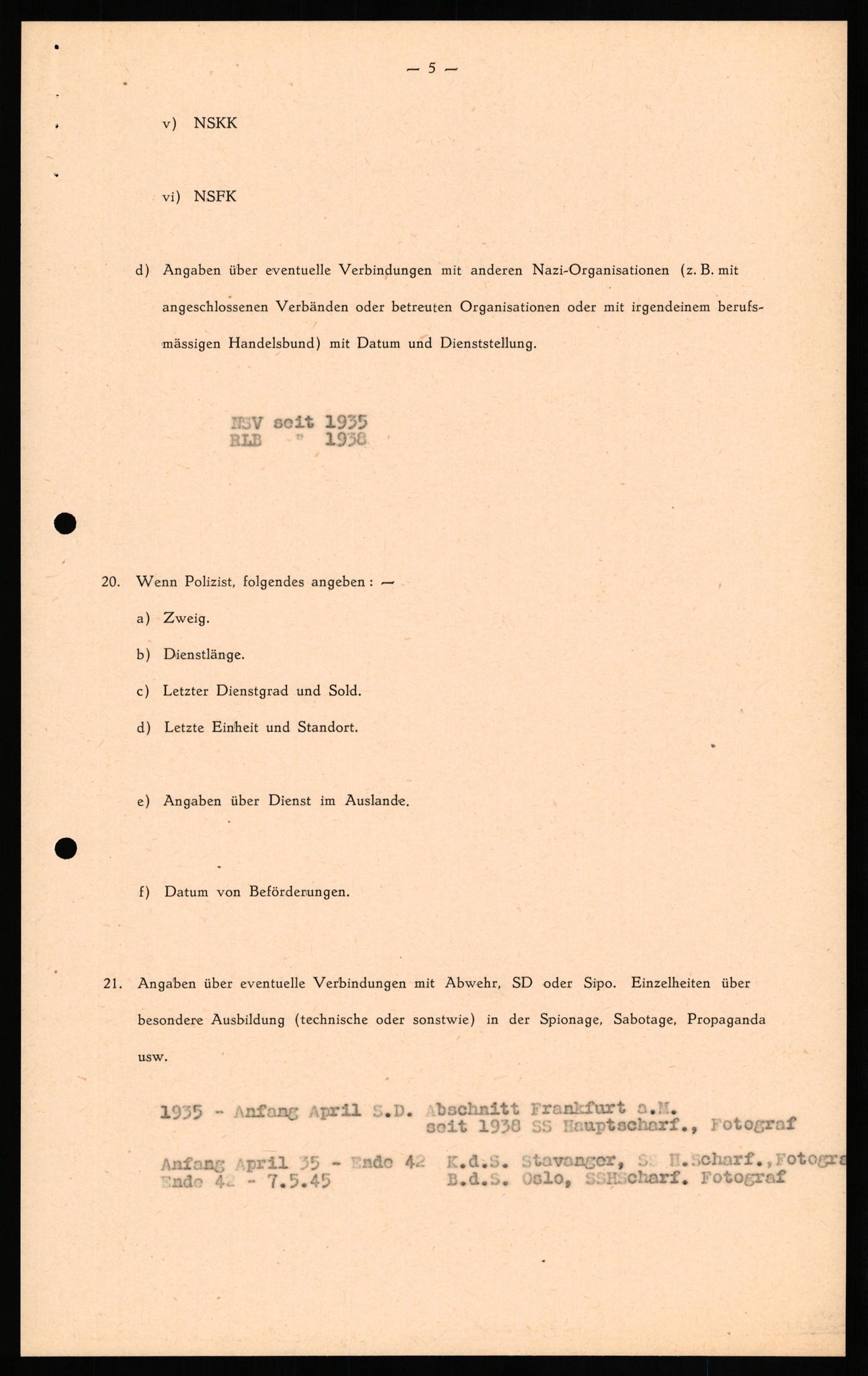 Forsvaret, Forsvarets overkommando II, AV/RA-RAFA-3915/D/Db/L0025: CI Questionaires. Tyske okkupasjonsstyrker i Norge. Tyskere., 1945-1946, s. 475