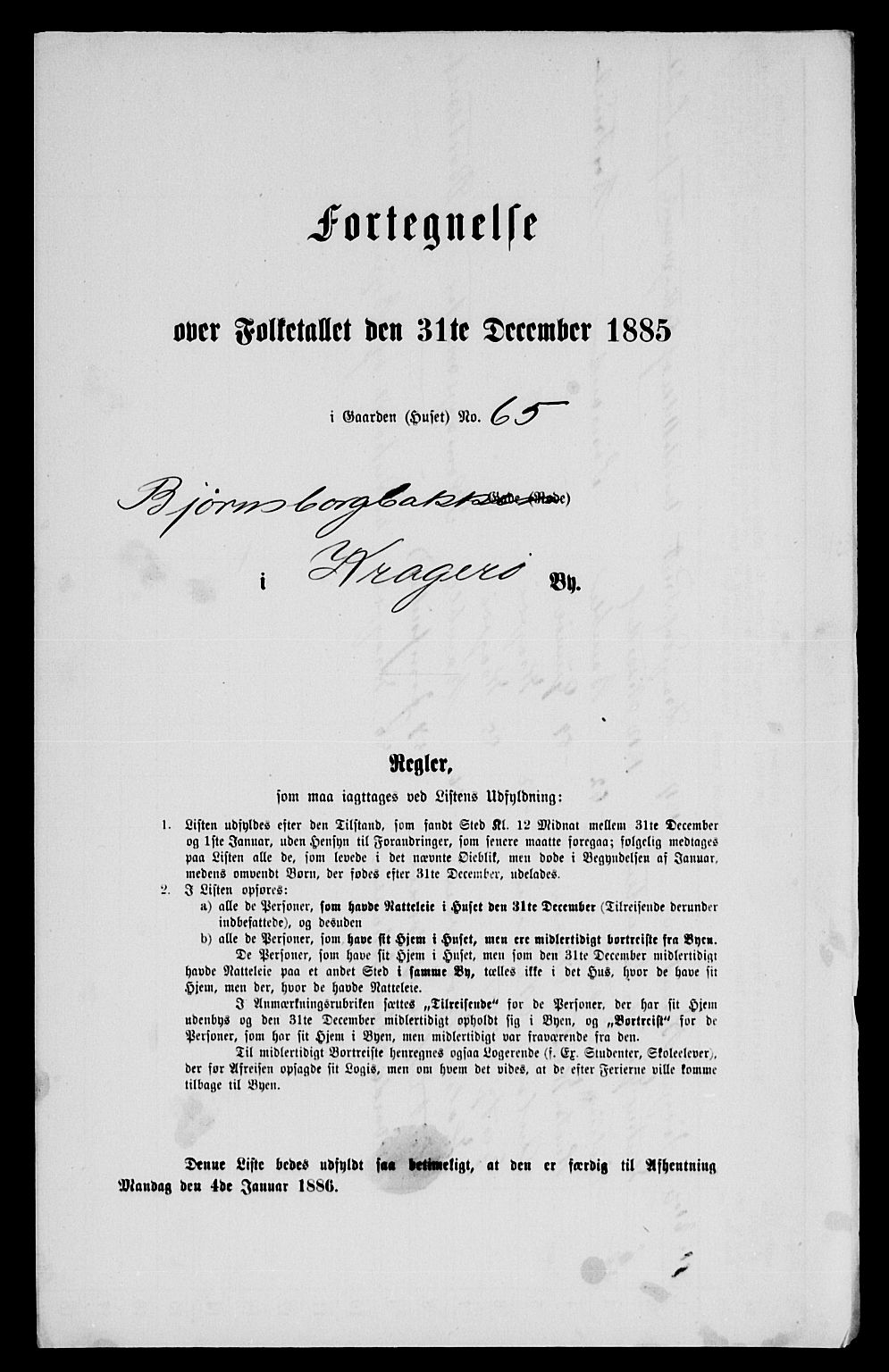 SAKO, Folketelling 1885 for 0801 Kragerø kjøpstad, 1885, s. 1012