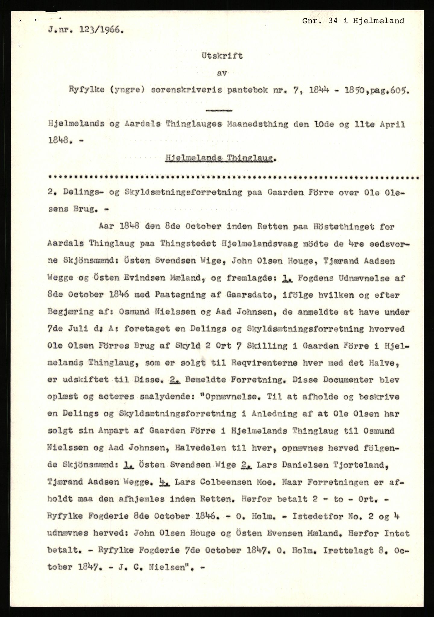 Statsarkivet i Stavanger, AV/SAST-A-101971/03/Y/Yj/L0024: Avskrifter sortert etter gårdsnavn: Fæøen - Garborg, 1750-1930, s. 203