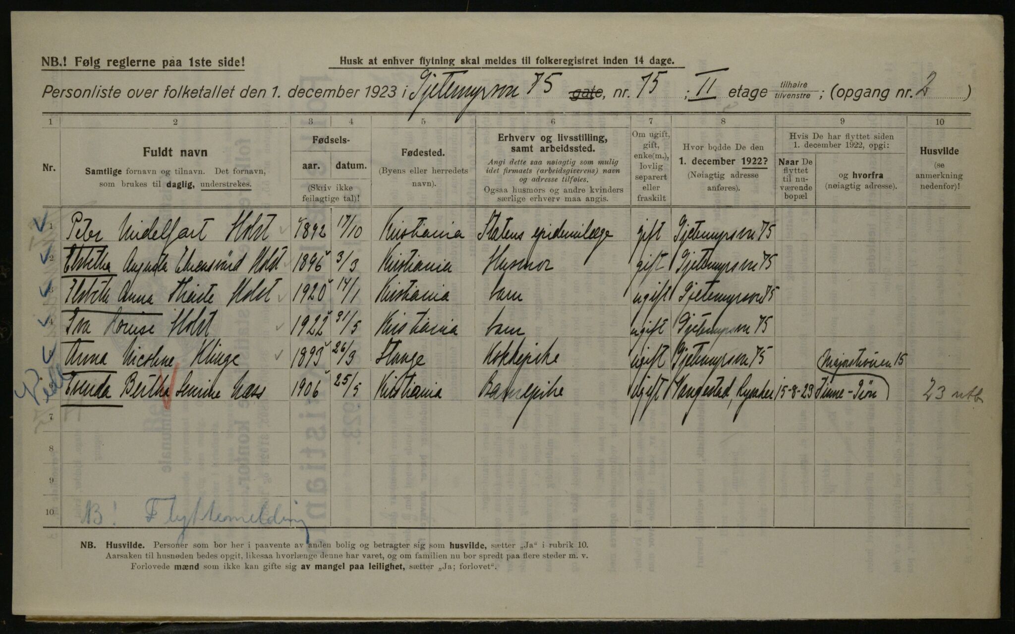 OBA, Kommunal folketelling 1.12.1923 for Kristiania, 1923, s. 32850