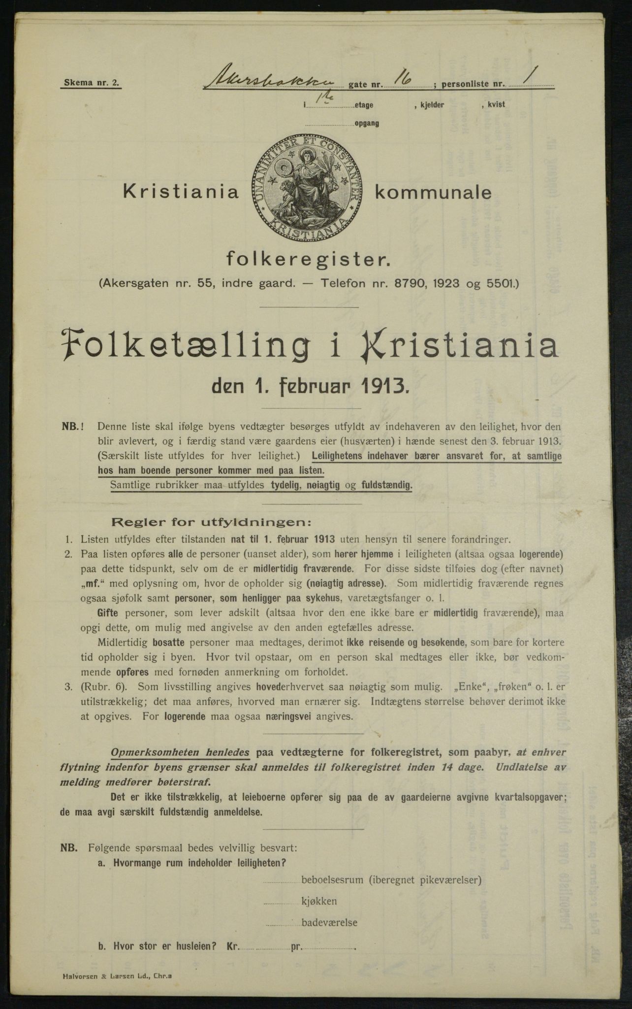 OBA, Kommunal folketelling 1.2.1913 for Kristiania, 1913, s. 76