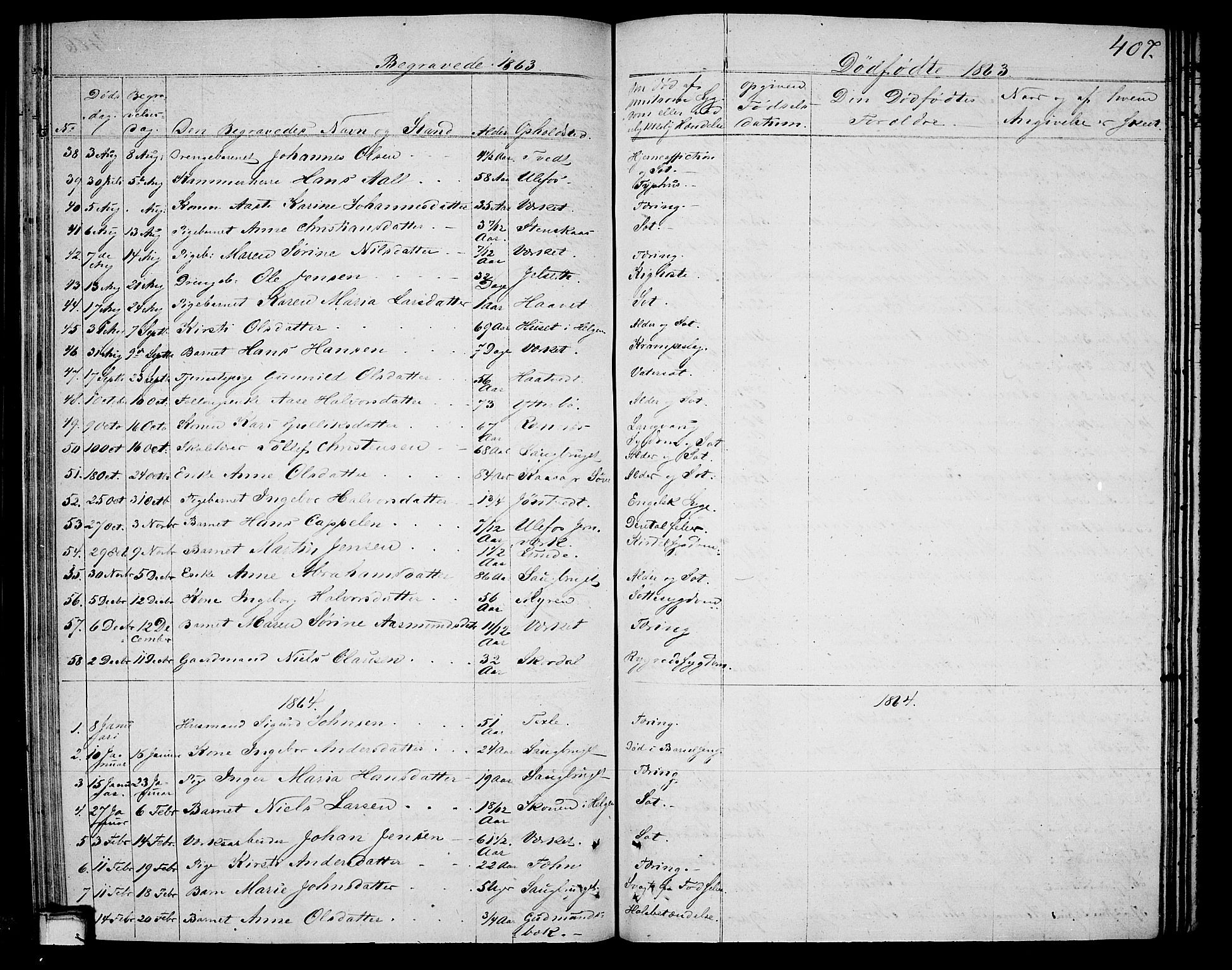Holla kirkebøker, AV/SAKO-A-272/G/Ga/L0003: Klokkerbok nr. I 3, 1849-1866, s. 407