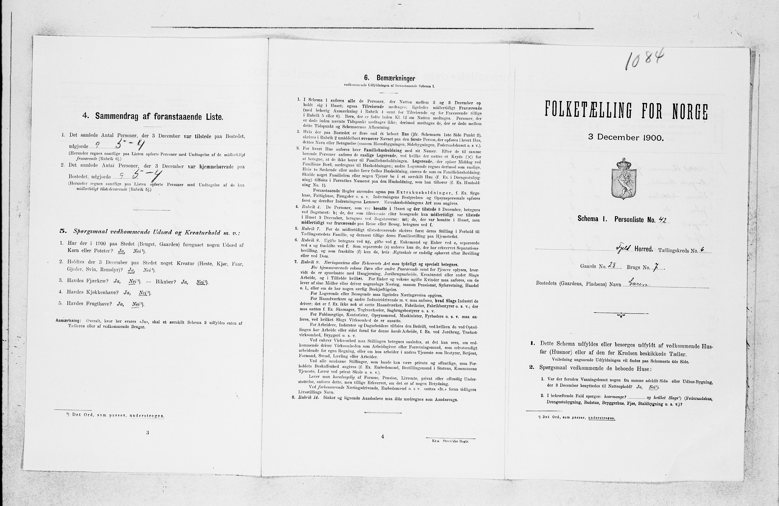 SAB, Folketelling 1900 for 1246 Fjell herred, 1900, s. 734