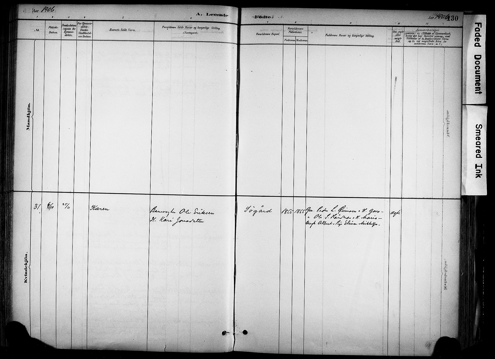 Alvdal prestekontor, SAH/PREST-060/H/Ha/Haa/L0002: Ministerialbok nr. 2, 1883-1906, s. 130