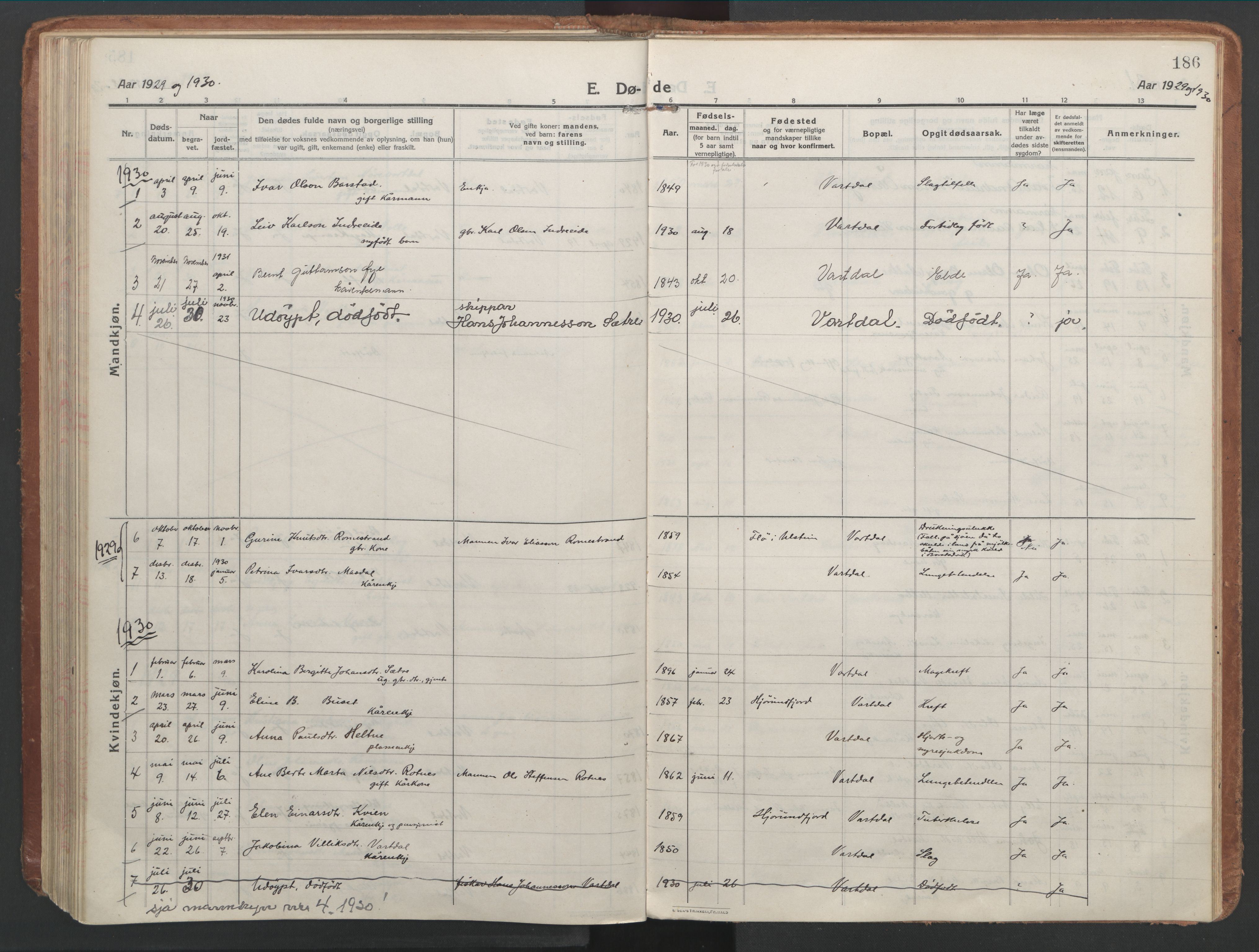 Ministerialprotokoller, klokkerbøker og fødselsregistre - Møre og Romsdal, AV/SAT-A-1454/514/L0200: Ministerialbok nr. 514A02, 1913-1943, s. 186