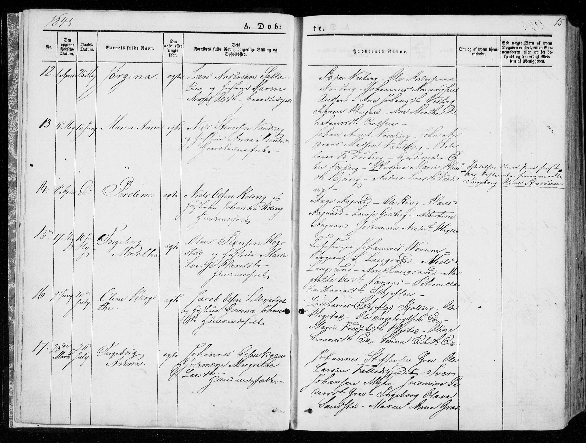 Ministerialprotokoller, klokkerbøker og fødselsregistre - Nord-Trøndelag, SAT/A-1458/722/L0218: Ministerialbok nr. 722A05, 1843-1868, s. 15