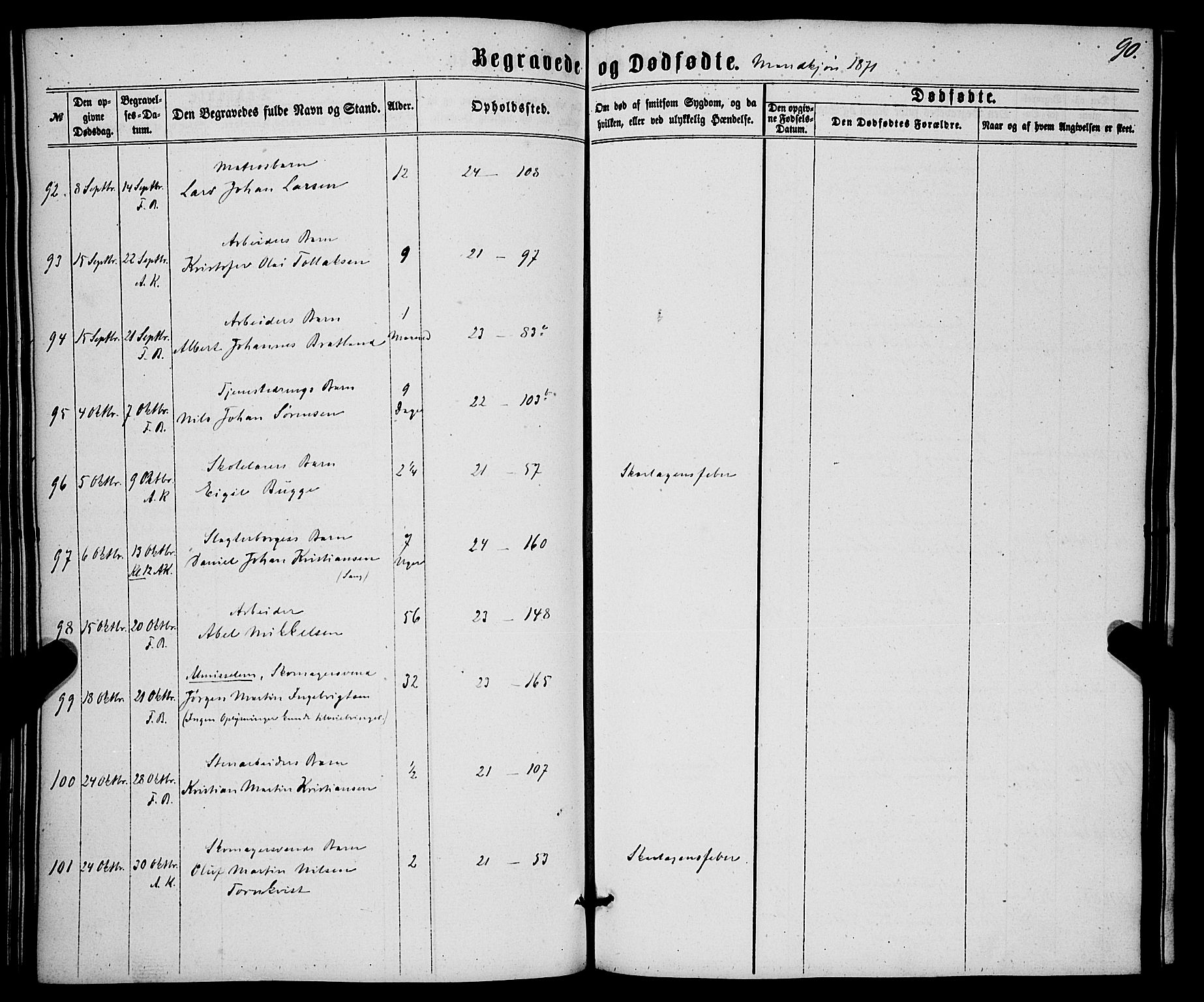 Korskirken sokneprestembete, SAB/A-76101/H/Haa/L0045: Ministerialbok nr. E 3, 1863-1875, s. 90