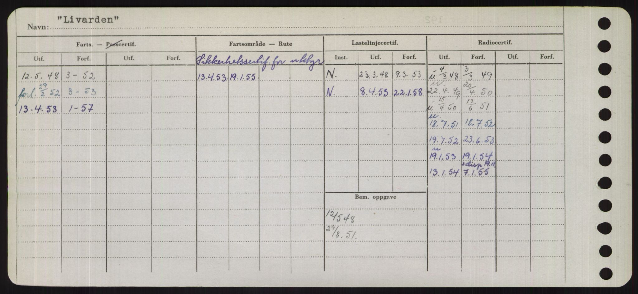 Sjøfartsdirektoratet med forløpere, Skipsmålingen, RA/S-1627/H/Hd/L0023: Fartøy, Lia-Løv, s. 262