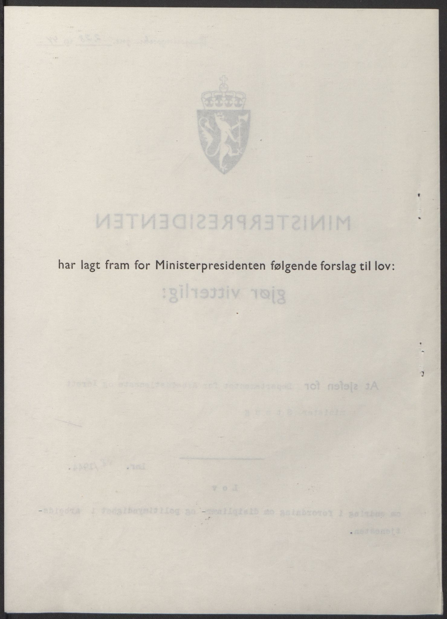 NS-administrasjonen 1940-1945 (Statsrådsekretariatet, de kommisariske statsråder mm), RA/S-4279/D/Db/L0100: Lover, 1944, s. 416