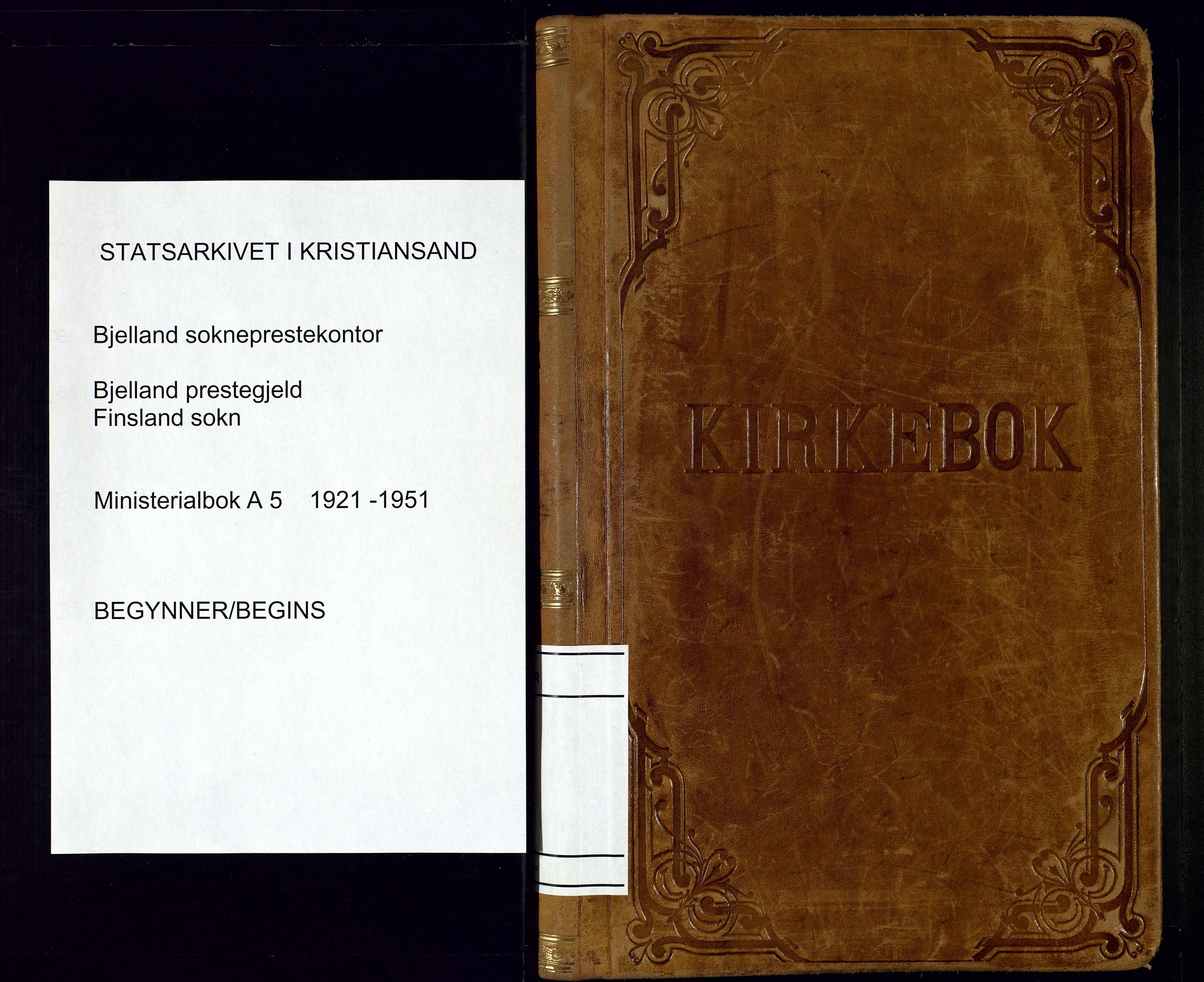 Bjelland sokneprestkontor, SAK/1111-0005/F/Fa/Fab/L0005: Ministerialbok nr. A 5, 1921-1951