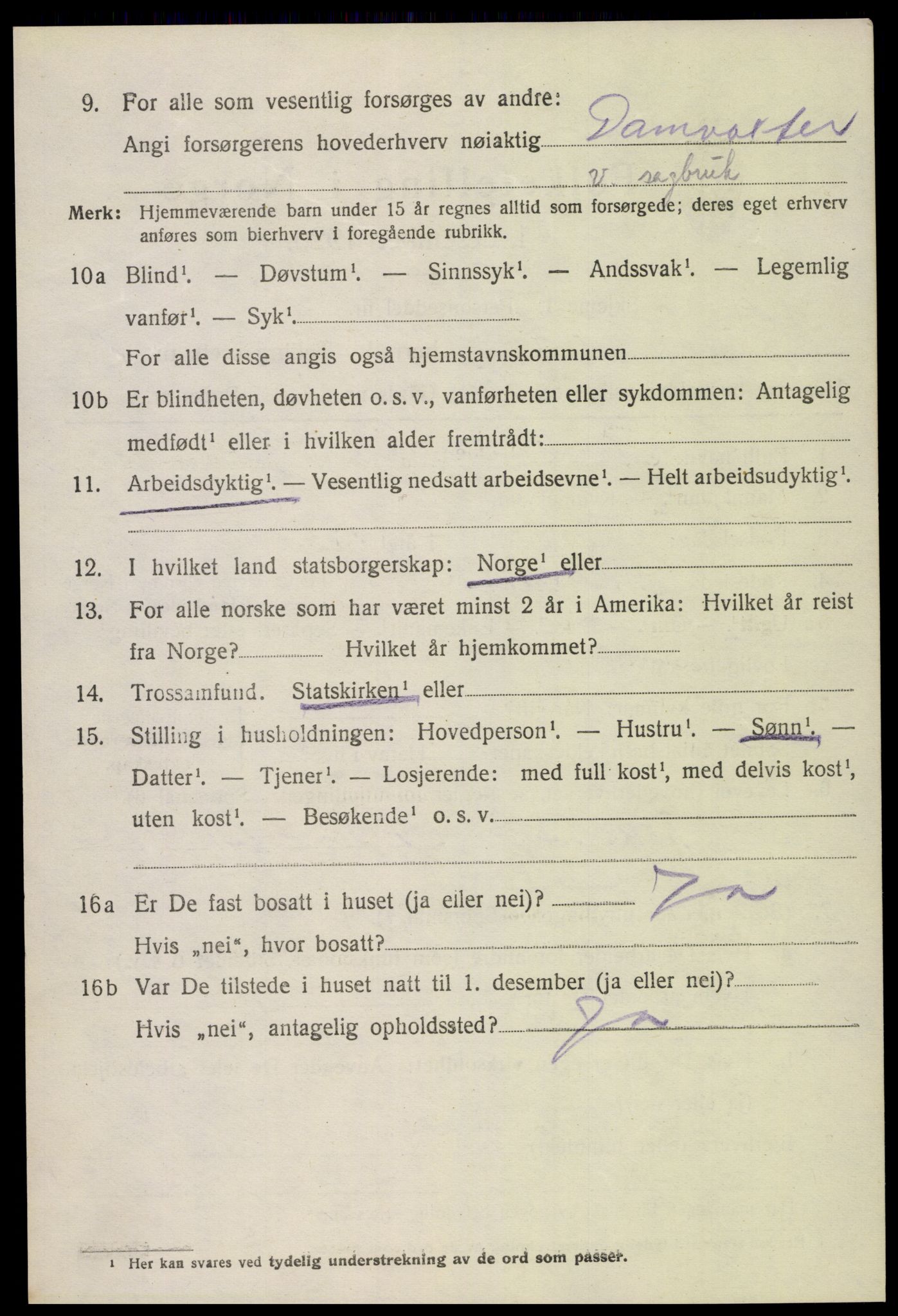 SAK, Folketelling 1920 for 0936 Hornnes herred, 1920, s. 586