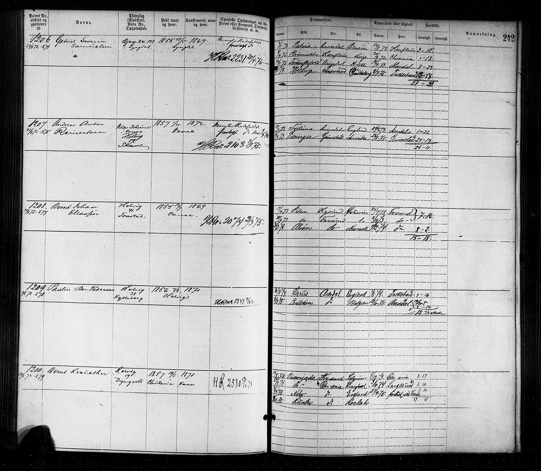 Farsund mønstringskrets, AV/SAK-2031-0017/F/Fa/L0001: Annotasjonsrulle nr 1-1920 med register, M-1, 1869-1877, s. 272