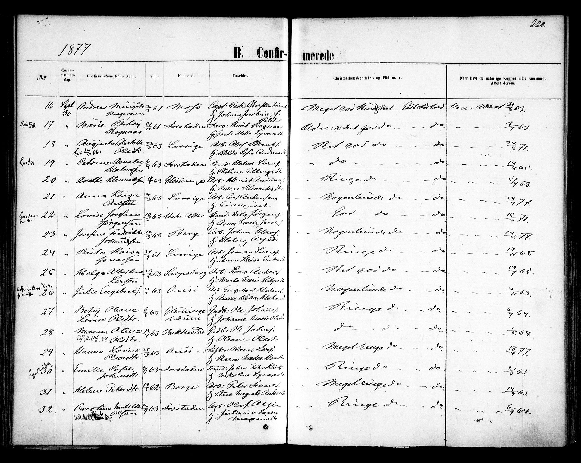 Glemmen prestekontor Kirkebøker, AV/SAO-A-10908/F/Fa/L0009: Ministerialbok nr. 9, 1871-1878, s. 220
