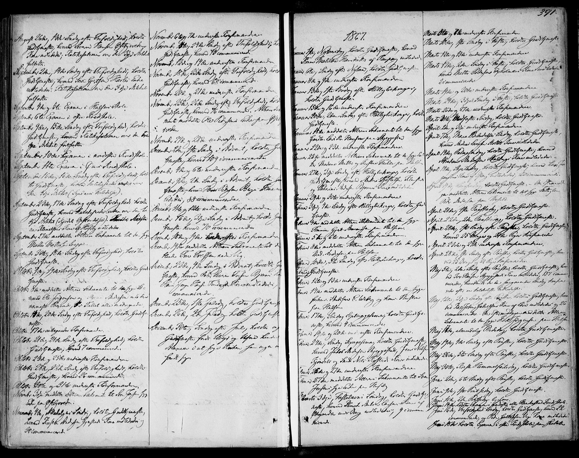 Tjølling kirkebøker, AV/SAKO-A-60/F/Fa/L0007: Ministerialbok nr. 7, 1860-1876, s. 391