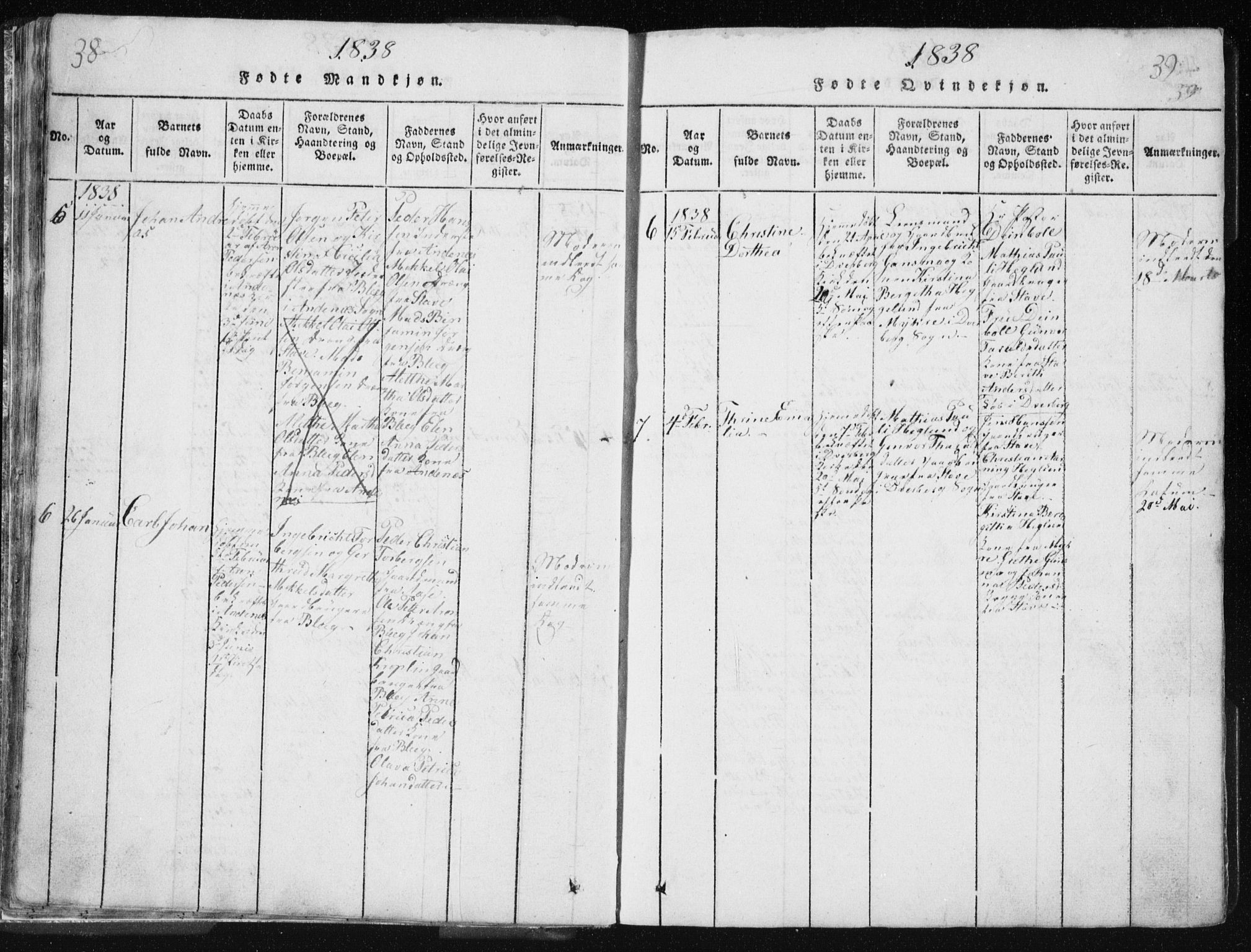 Ministerialprotokoller, klokkerbøker og fødselsregistre - Nordland, AV/SAT-A-1459/897/L1411: Klokkerbok nr. 897C01, 1820-1866, s. 38-39