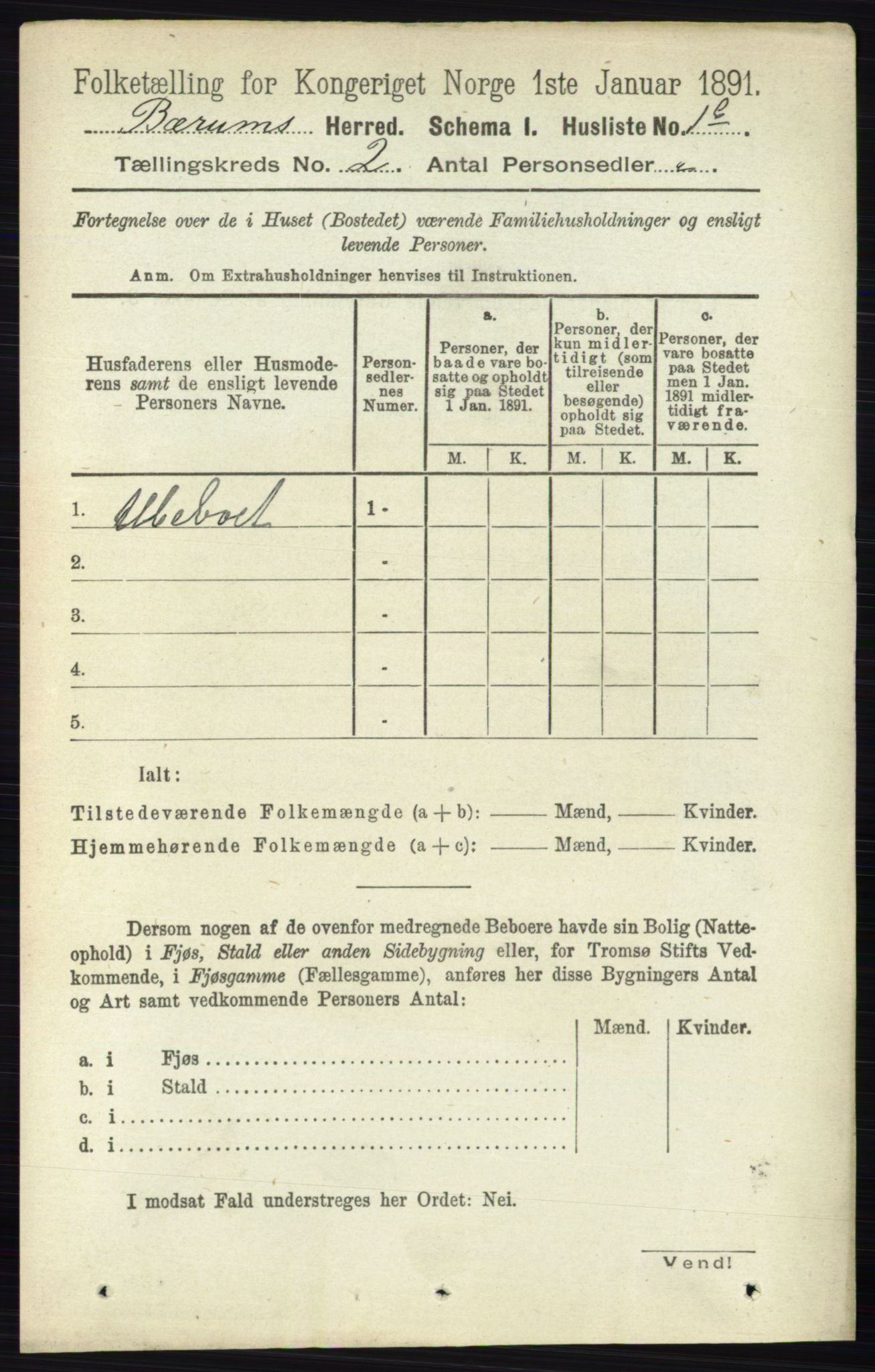 RA, Folketelling 1891 for 0219 Bærum herred, 1891, s. 950