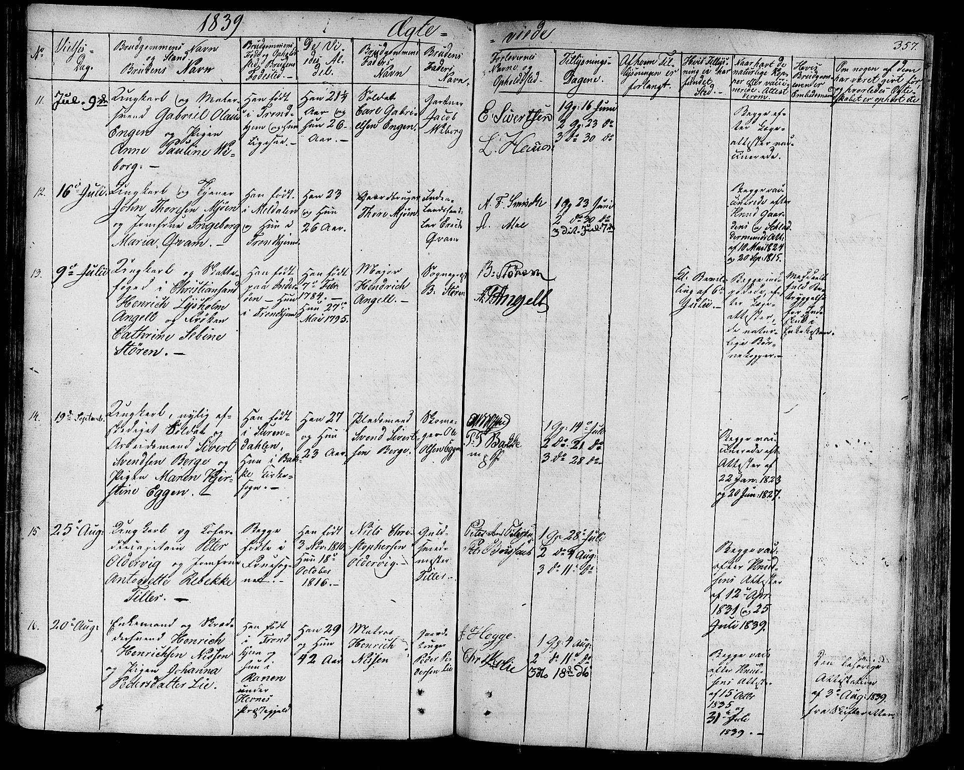 Ministerialprotokoller, klokkerbøker og fødselsregistre - Sør-Trøndelag, SAT/A-1456/602/L0109: Ministerialbok nr. 602A07, 1821-1840, s. 357