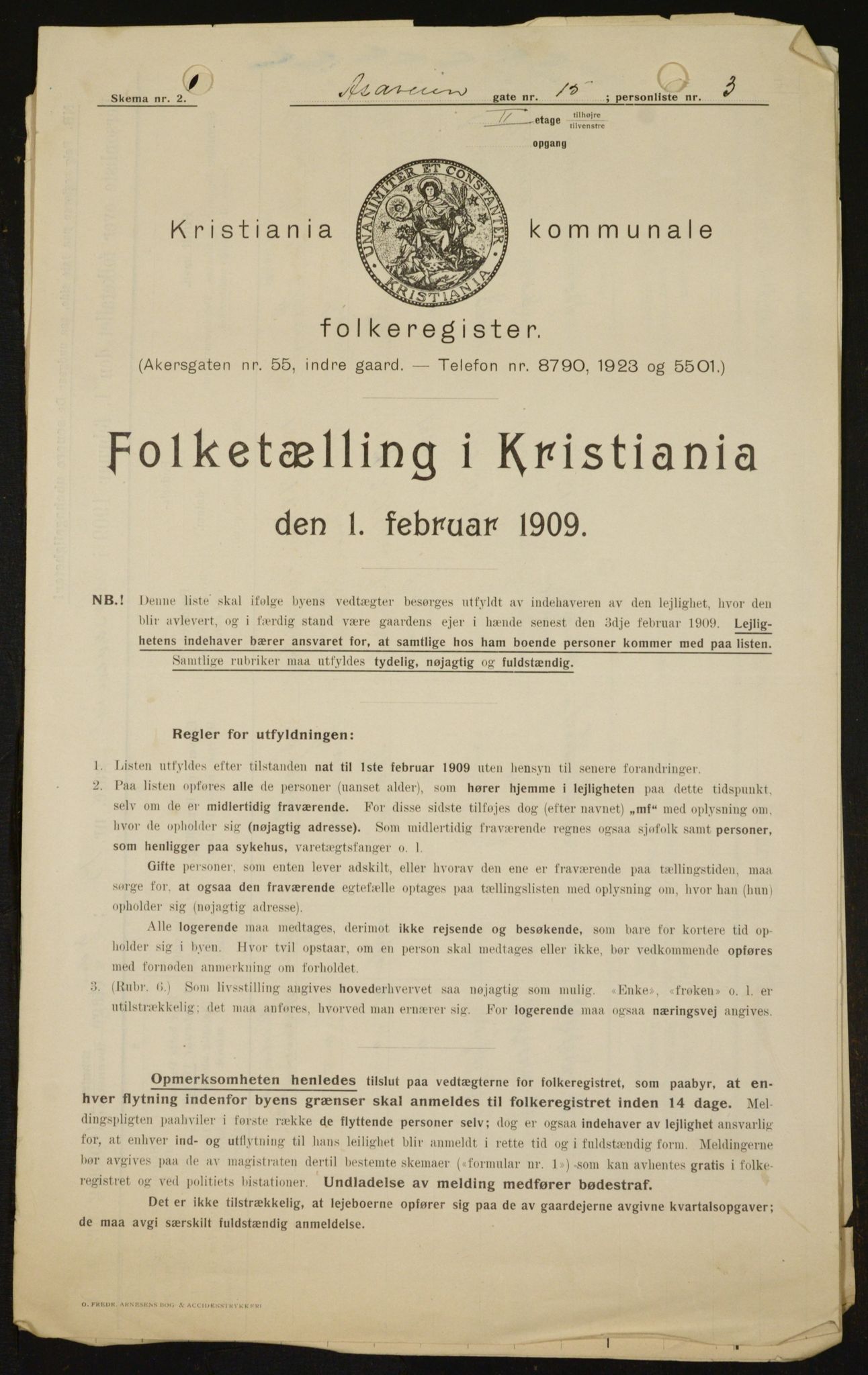 OBA, Kommunal folketelling 1.2.1909 for Kristiania kjøpstad, 1909, s. 118936