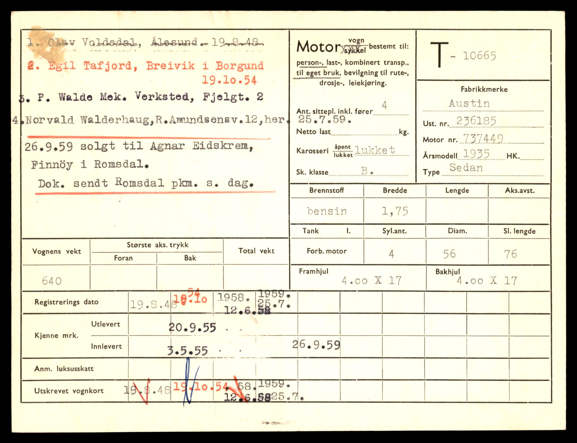 Møre og Romsdal vegkontor - Ålesund trafikkstasjon, AV/SAT-A-4099/F/Fe/L0022: Registreringskort for kjøretøy T 10584 - T 10694, 1927-1998, s. 2247
