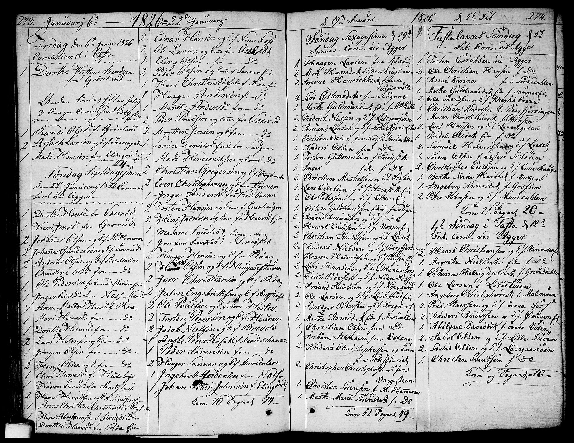 Aker prestekontor kirkebøker, AV/SAO-A-10861/G/L0003: Klokkerbok nr. 3, 1819-1836, s. 273-274