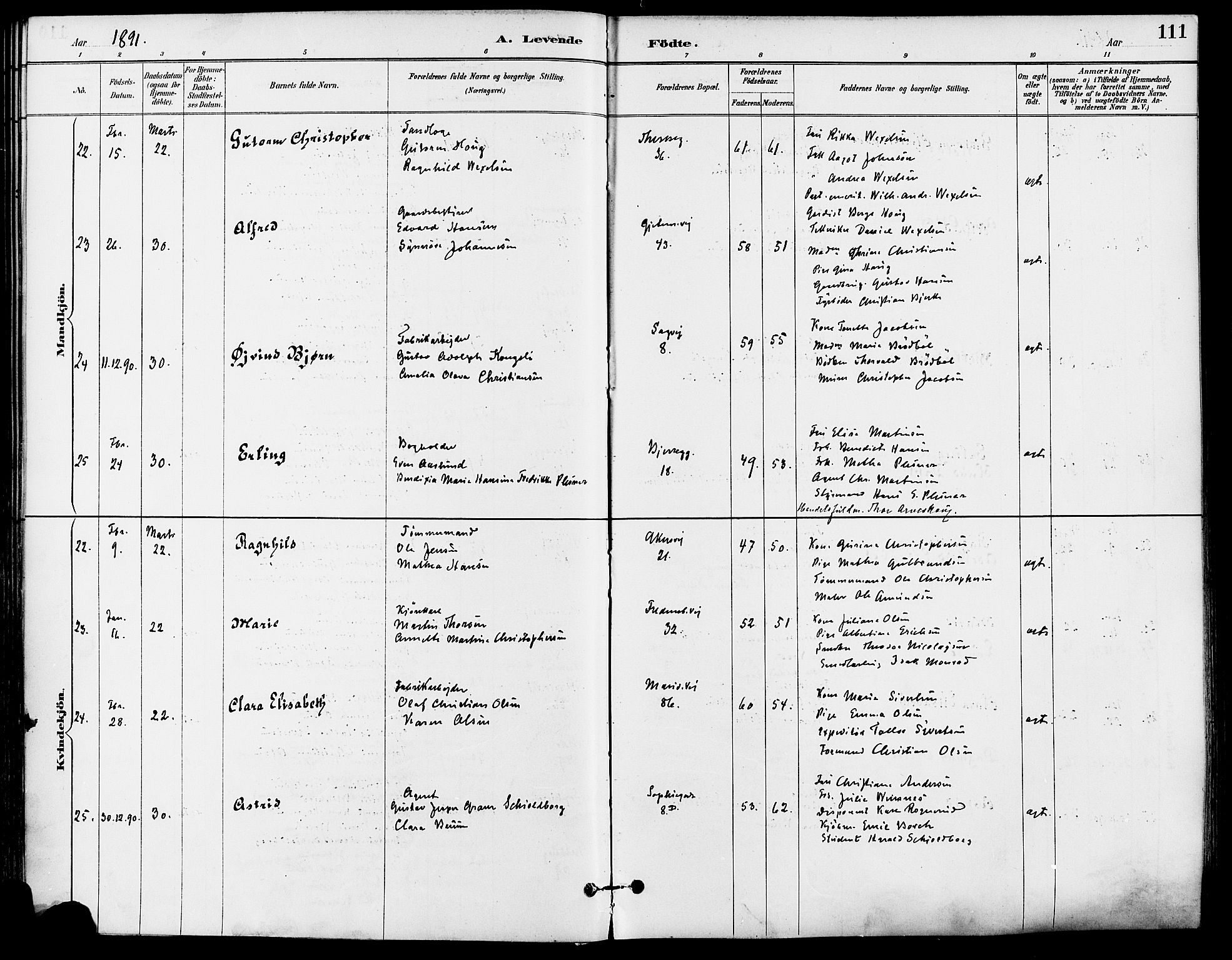 Gamle Aker prestekontor Kirkebøker, AV/SAO-A-10617a/F/L0008: Ministerialbok nr. 8, 1887-1896, s. 111